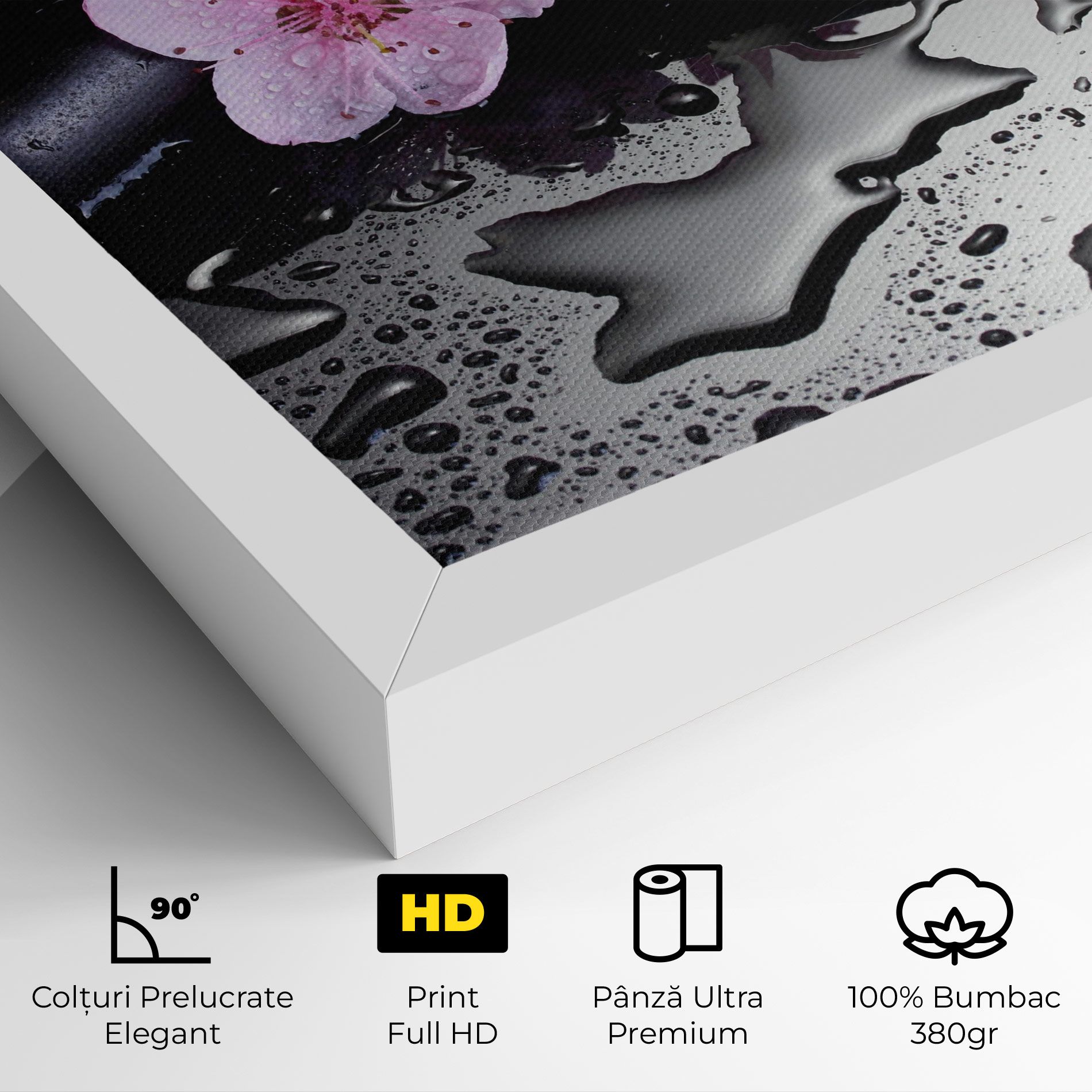 Pink Flowers Stones mockup 4