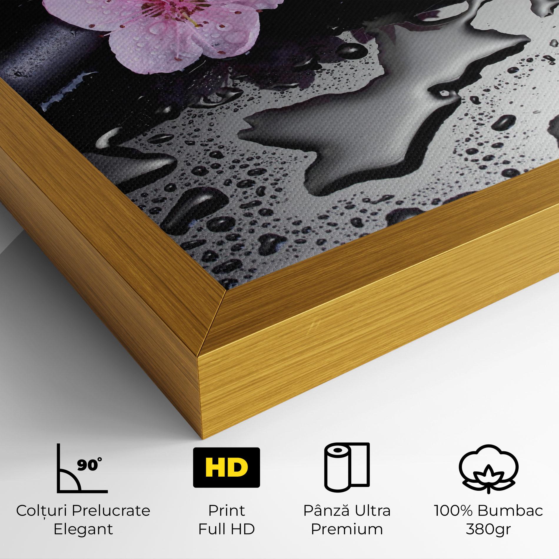 Tablou Canvas Pink Flowers Stones mockup 4