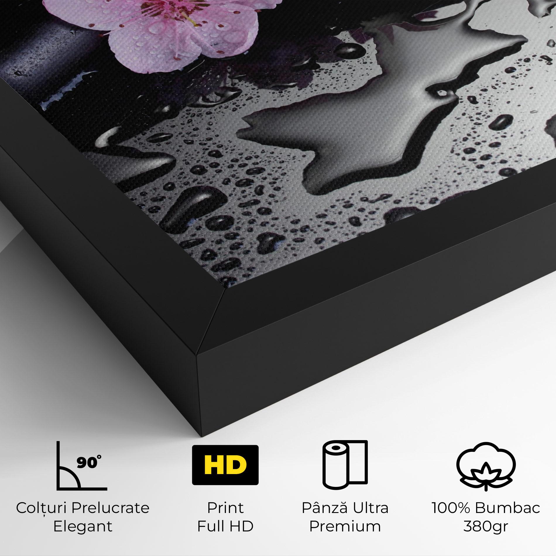 Tablou Canvas Pink Flowers Stones mockup 4