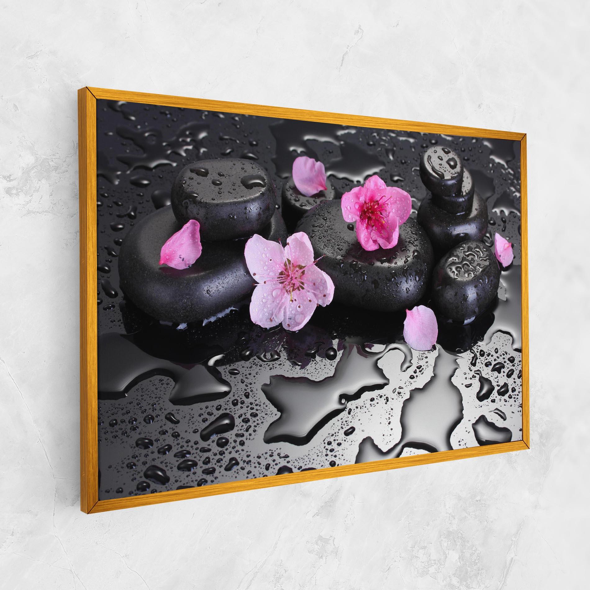 Tablou Canvas Pink Flowers Stones mockup 1