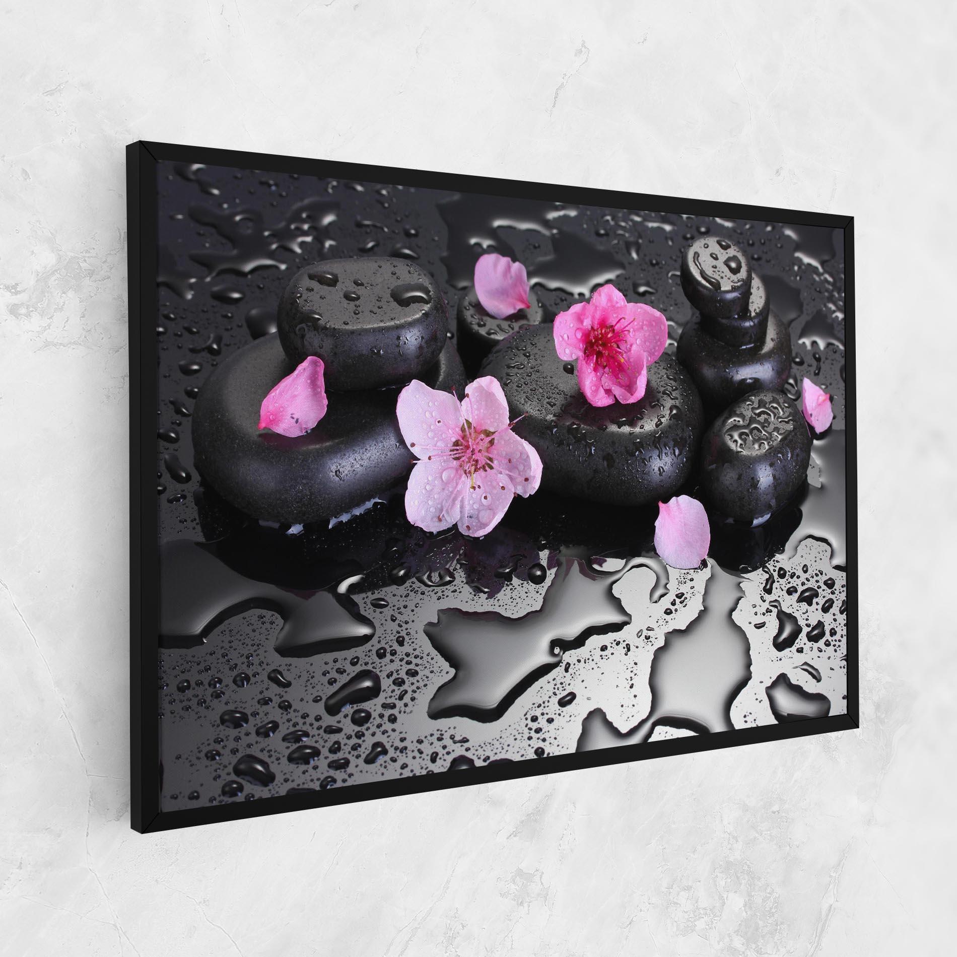 Tablou Canvas Pink Flowers Stones mockup 1