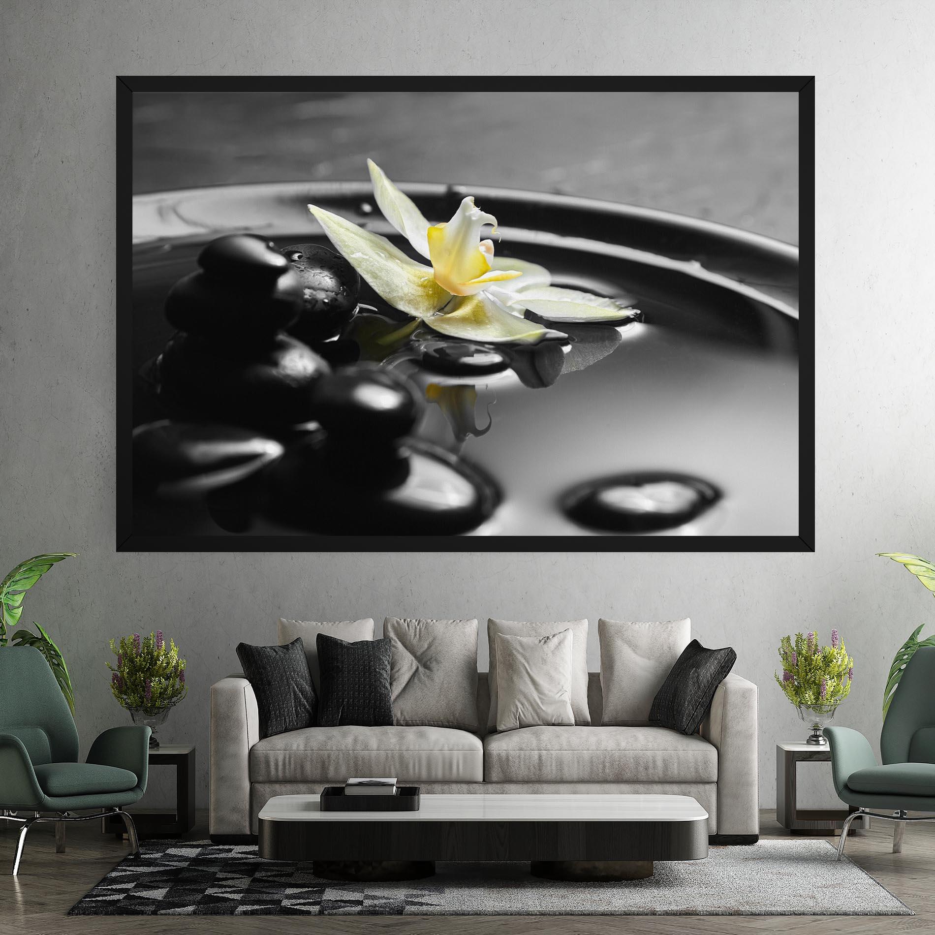 Tablou Canvas Pebbles Yellow Flower mockup 7