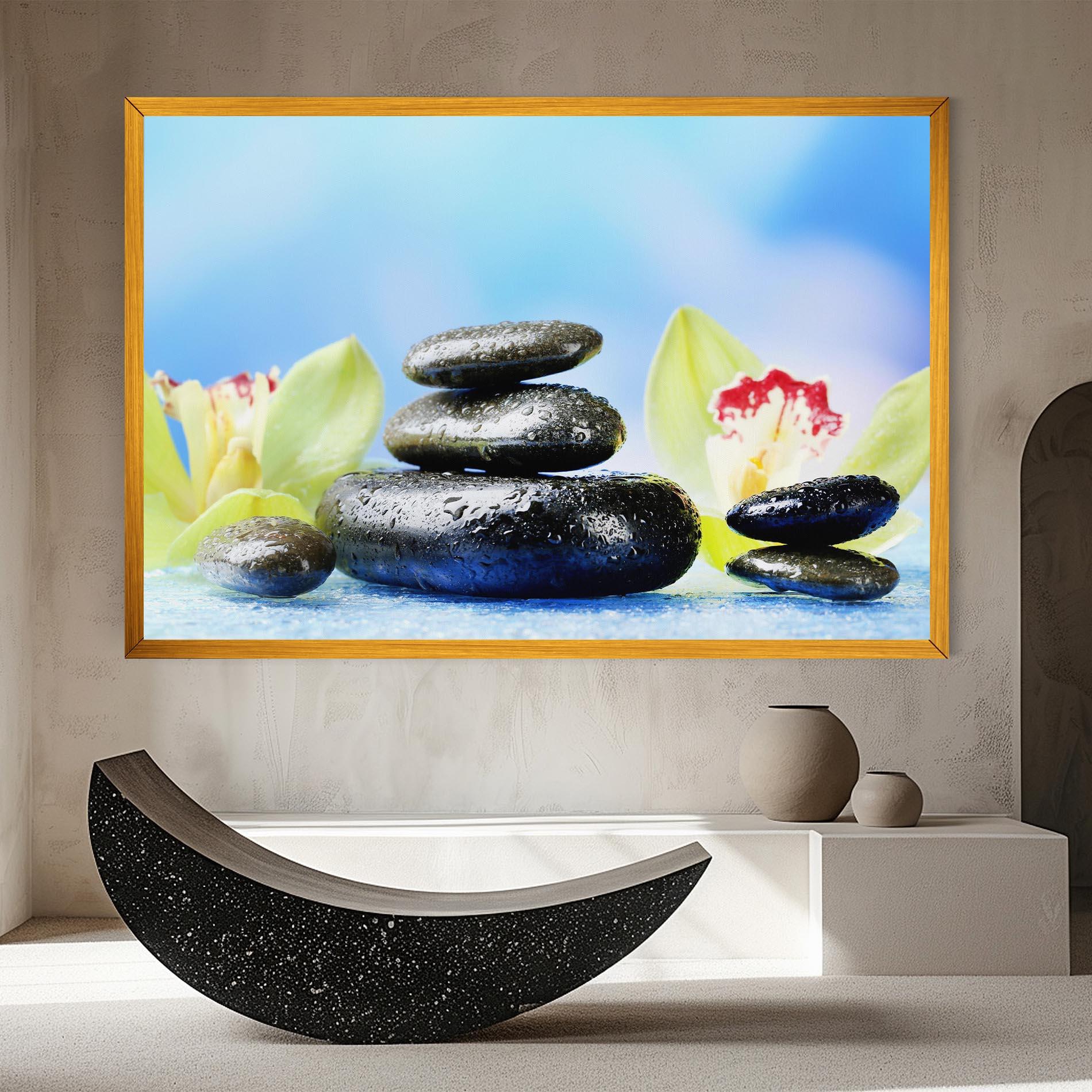 Tablou Canvas Blooming Orchid Stone mockup 8