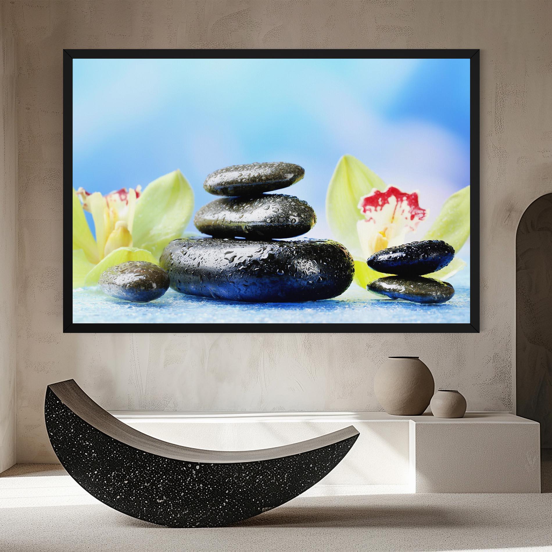 Tablou Canvas Blooming Orchid Stone mockup 8