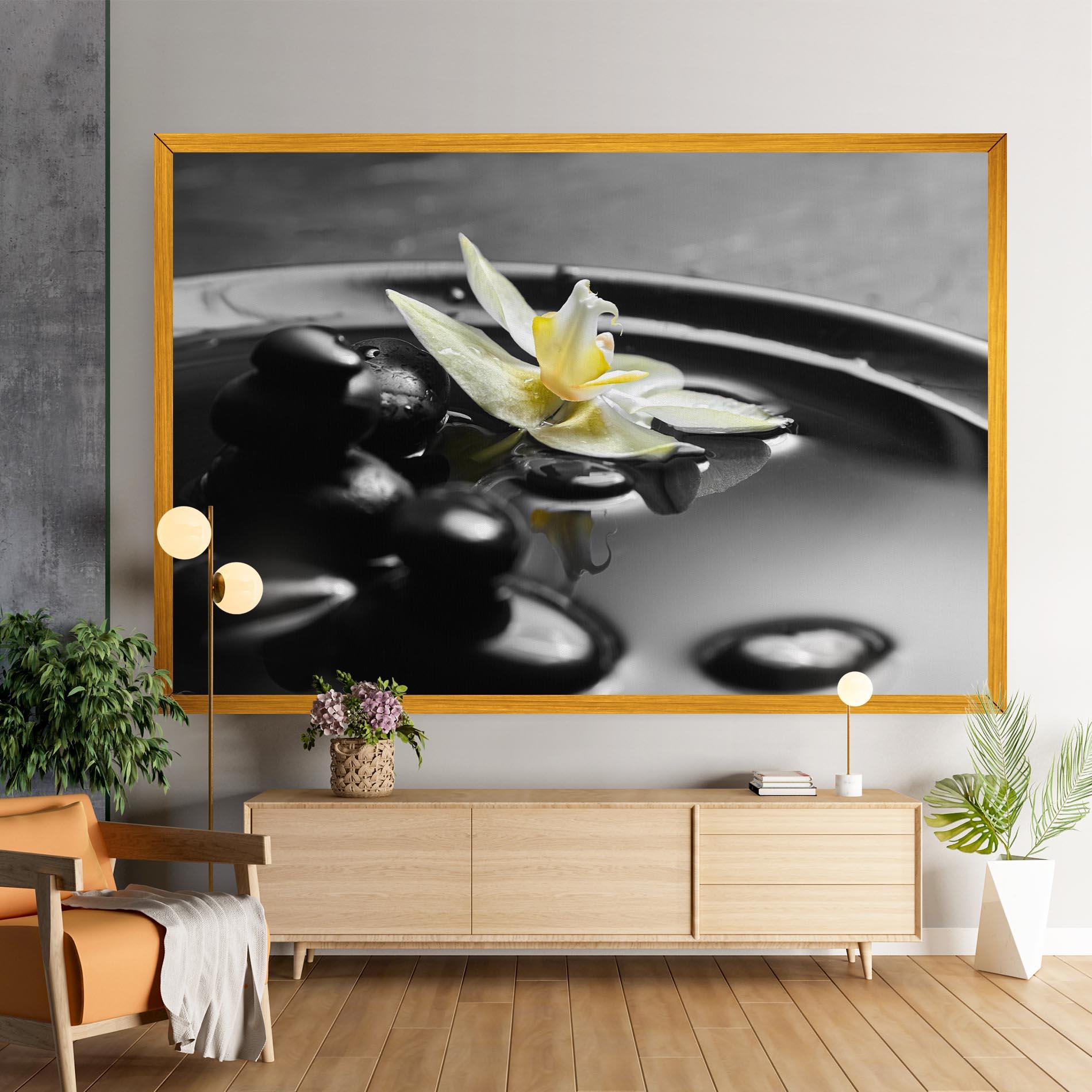 Tablou Canvas Pebbles Yellow Flower mockup 9
