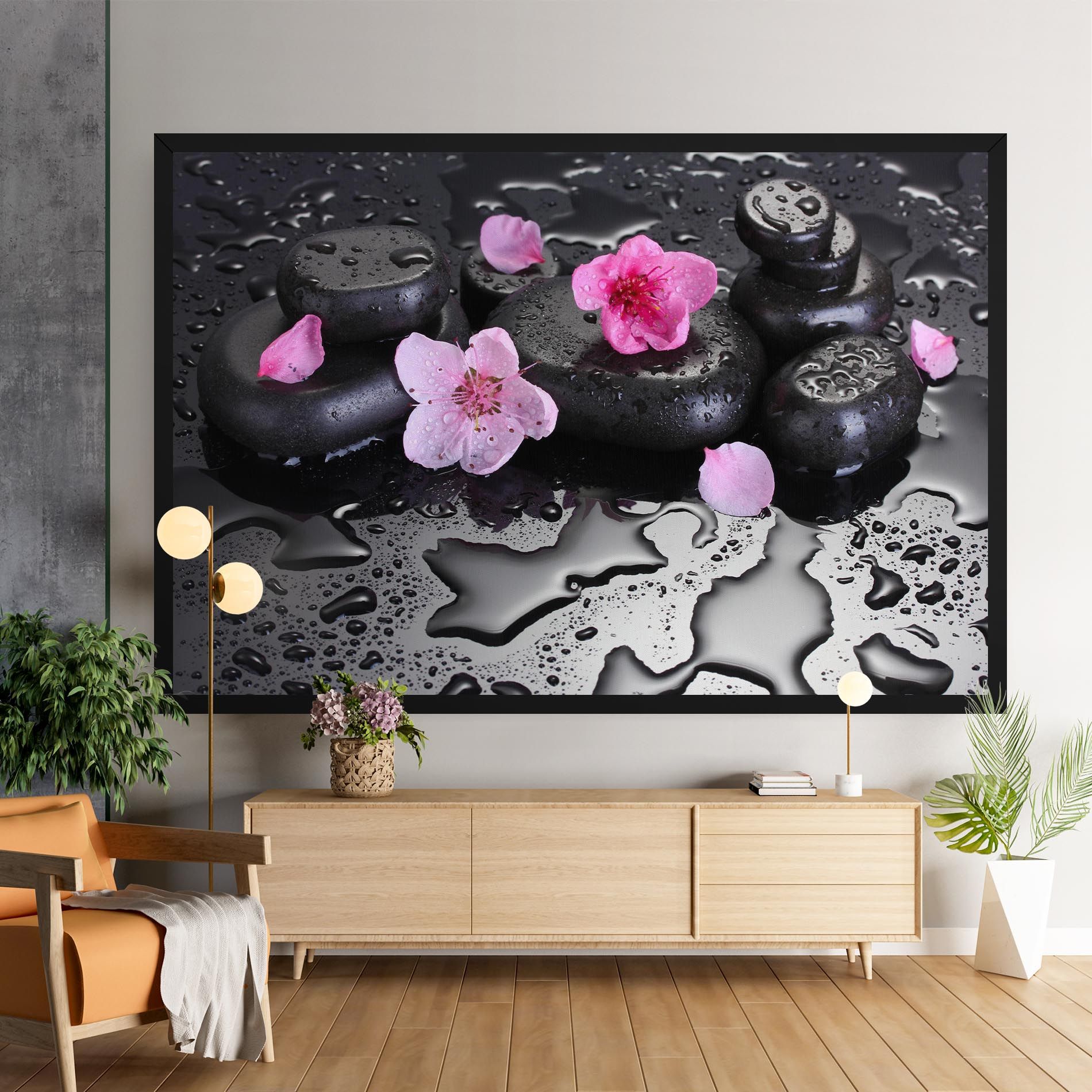 Pink Flowers Stones mockup 9
