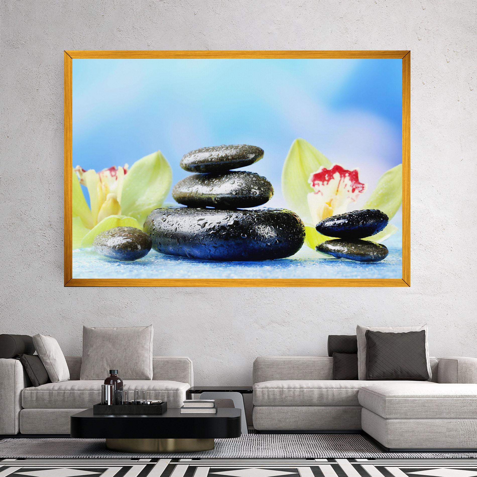 Tablou Canvas Blooming Orchid Stone mockup 2