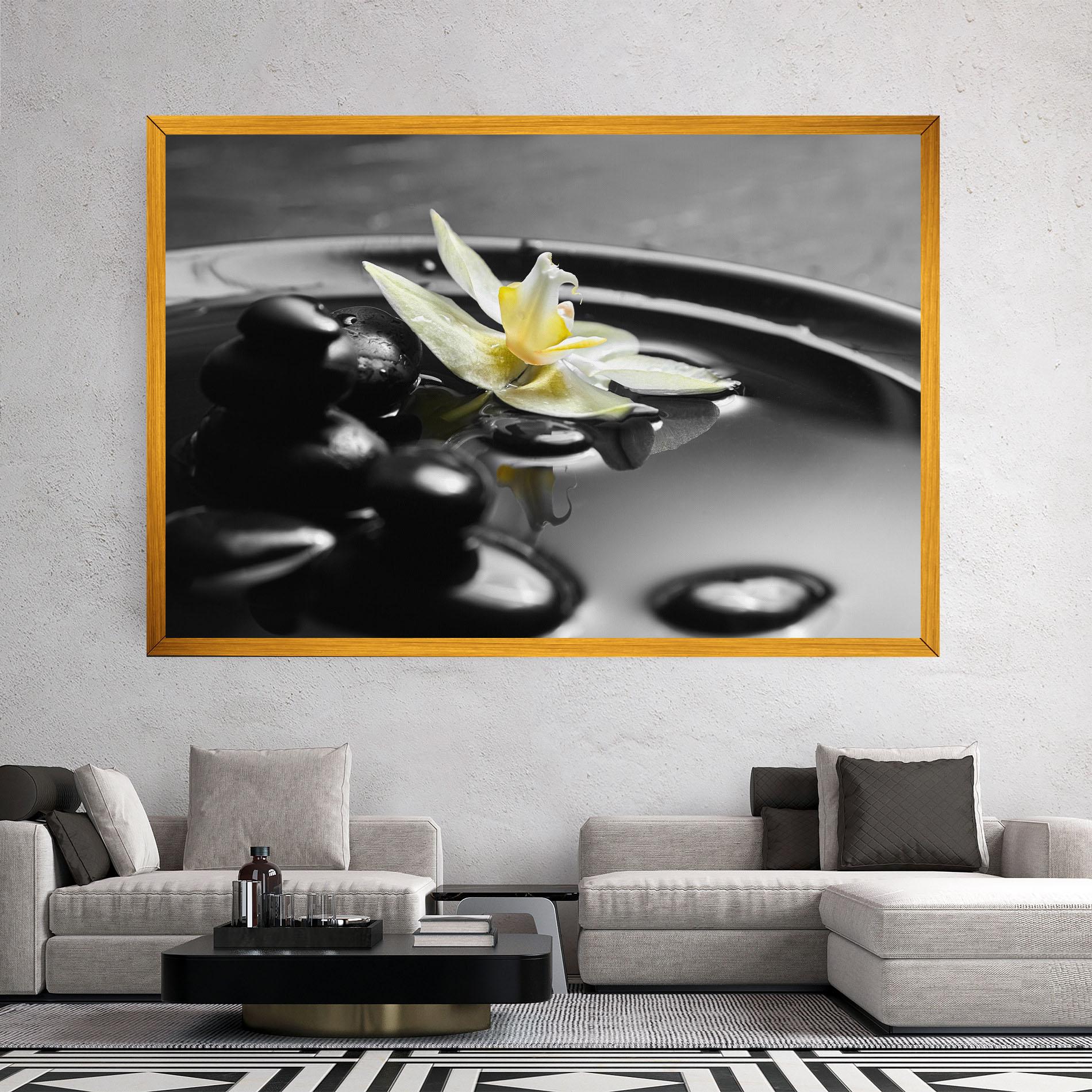 Tablou Canvas Pebbles Yellow Flower mockup 2