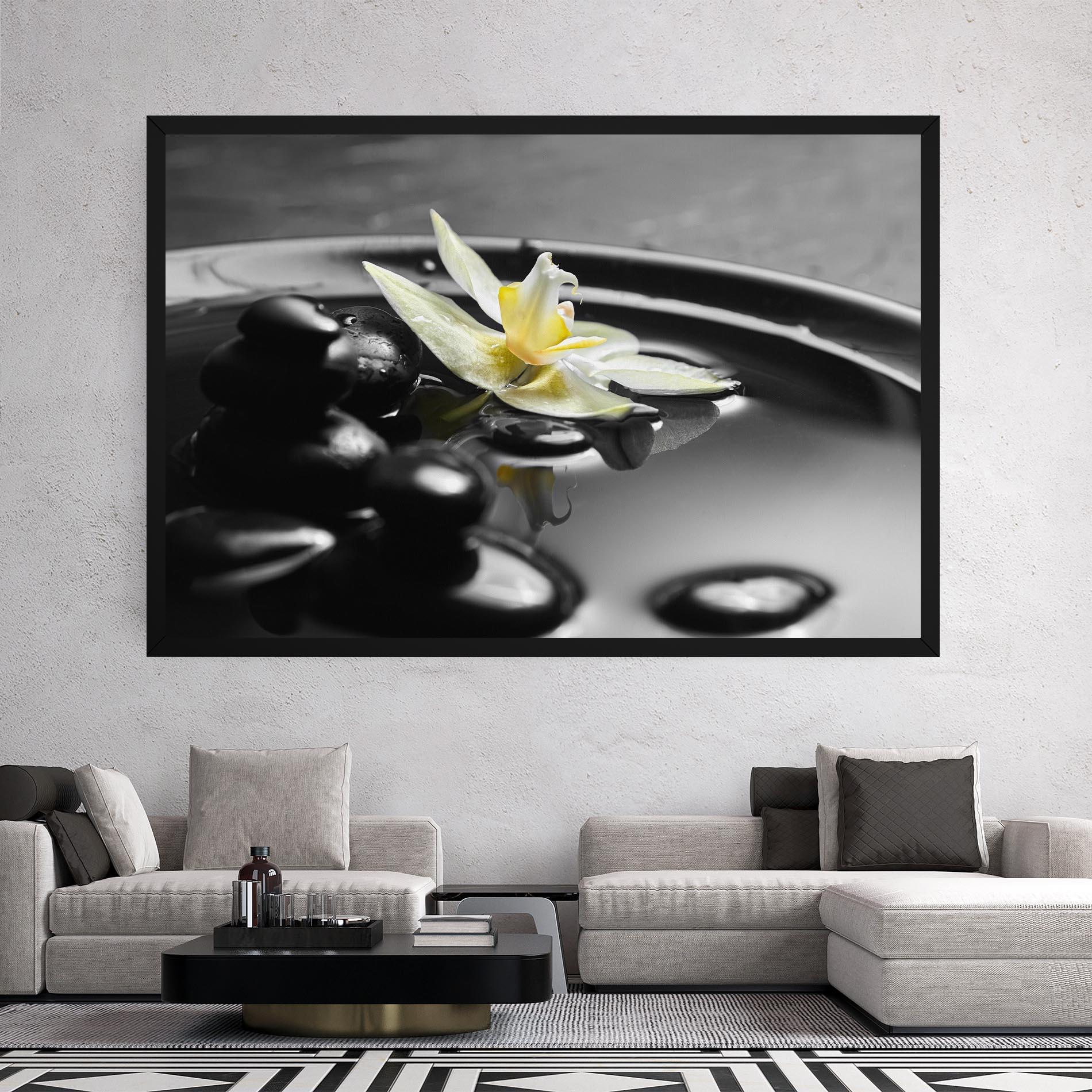 Tablou Canvas Pebbles Yellow Flower mockup 2