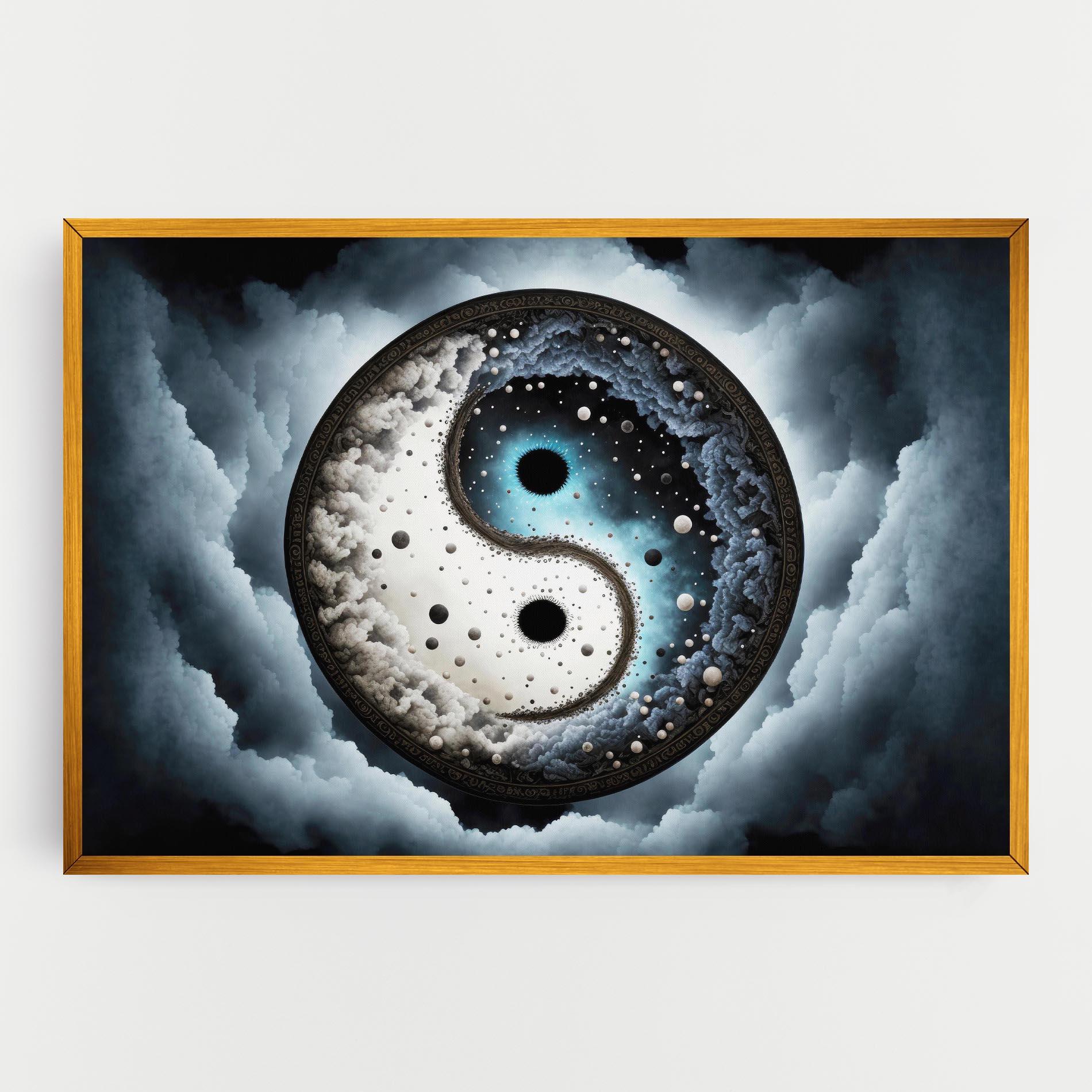 Tablou Canvas Black Blue Yinyang mockup 0