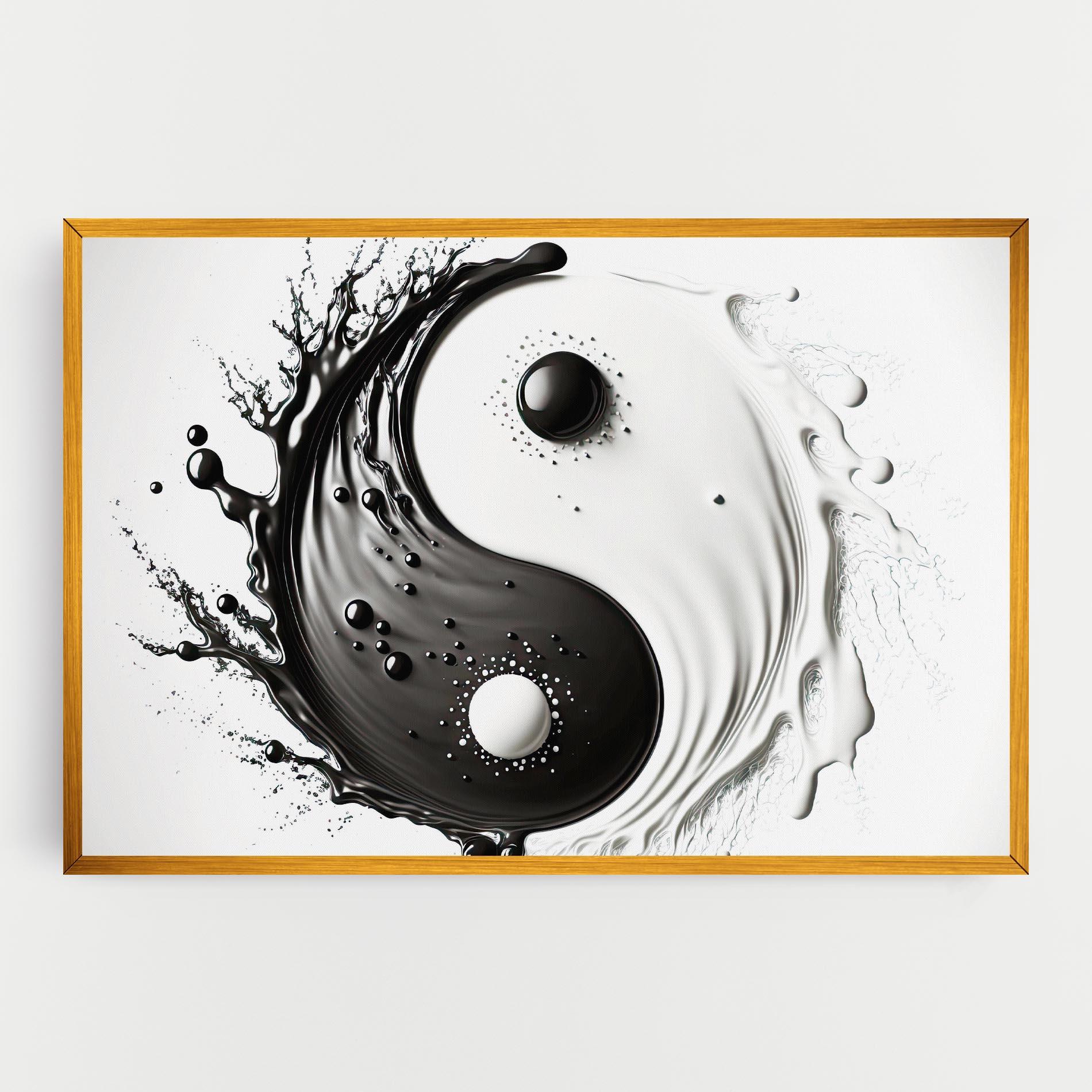 Tablou Canvas Black Liquid Yinyang mockup 0