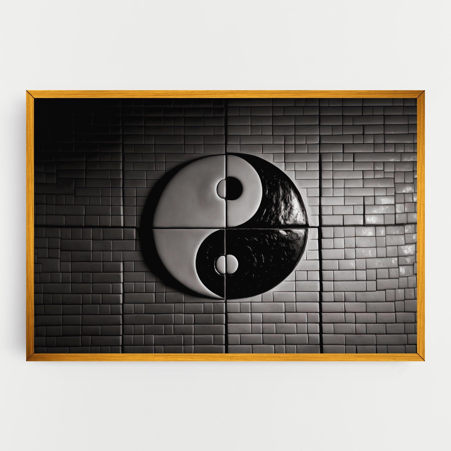 Tablou Canvas Yinyang Tiles Wall mockup 0