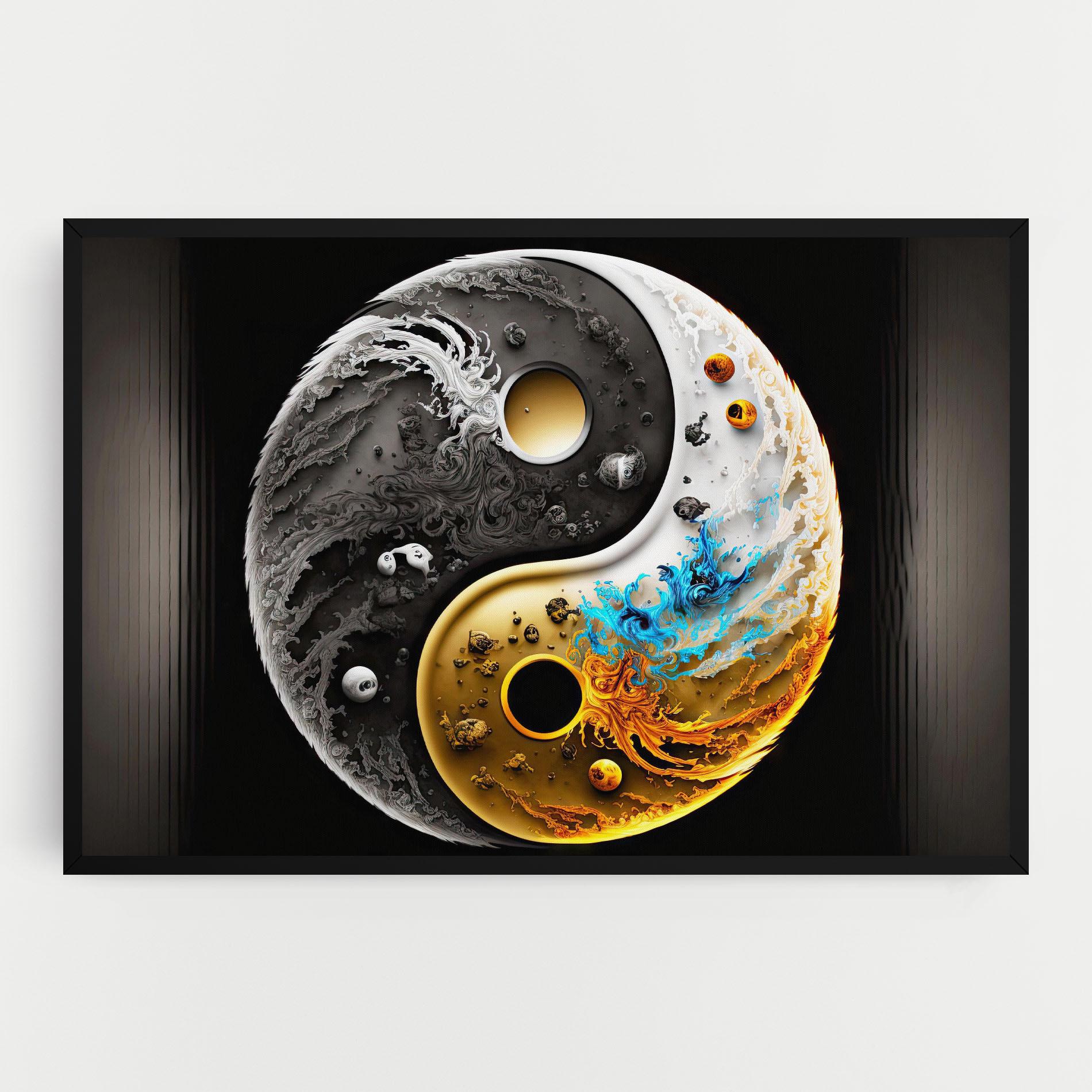 Tablou Canvas Black Yellow Yinyang mockup 0