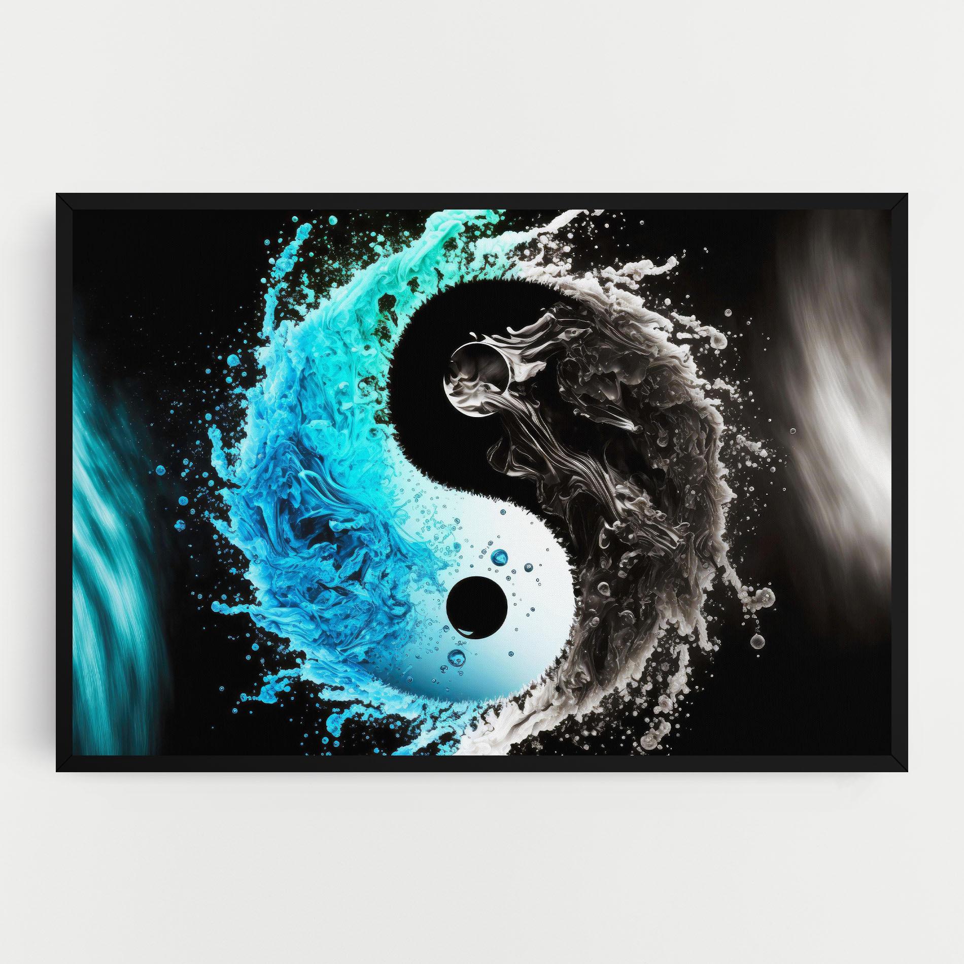 Tablou Canvas Blue Black Yinyang mockup 0