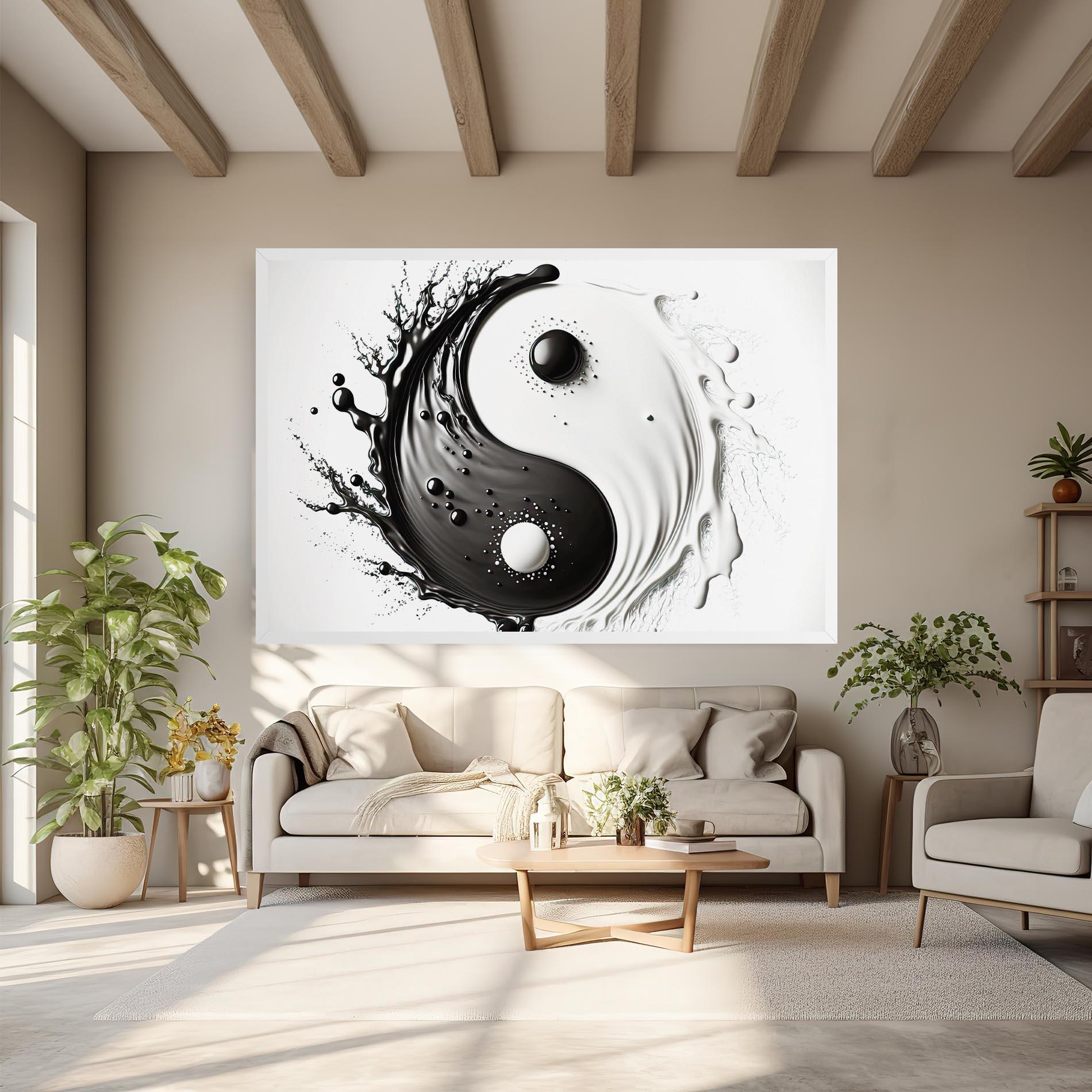 Tablou Canvas Black Liquid Yinyang mockup 6