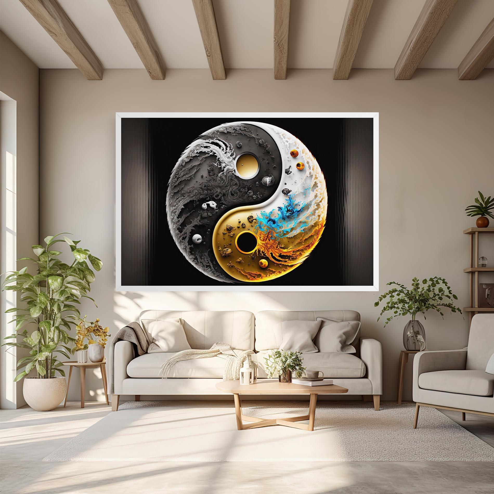 Tablou Canvas Black Yellow Yinyang mockup 6