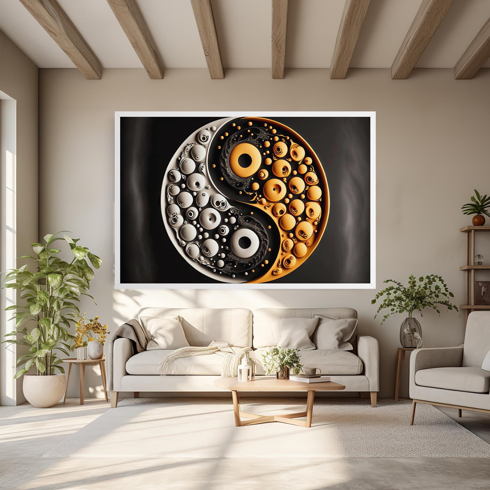 Tablou Canvas Cream Balls Yinyang mockup 6