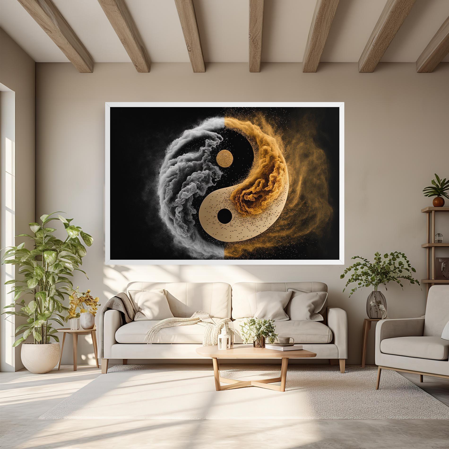 Tablou Canvas Cream Smoke Yinyang mockup 6