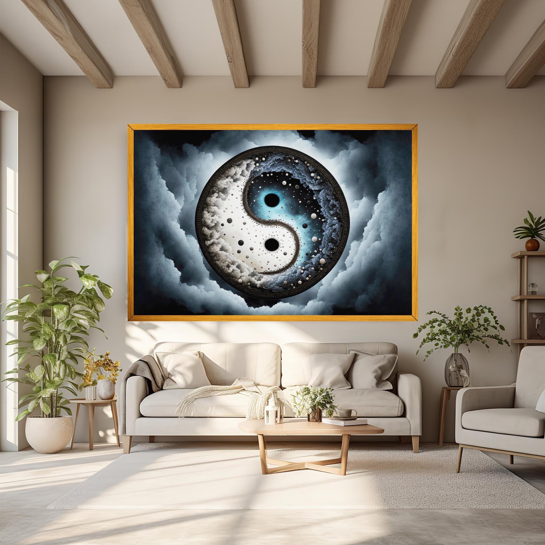 Tablou Canvas Black Blue Yinyang mockup 6