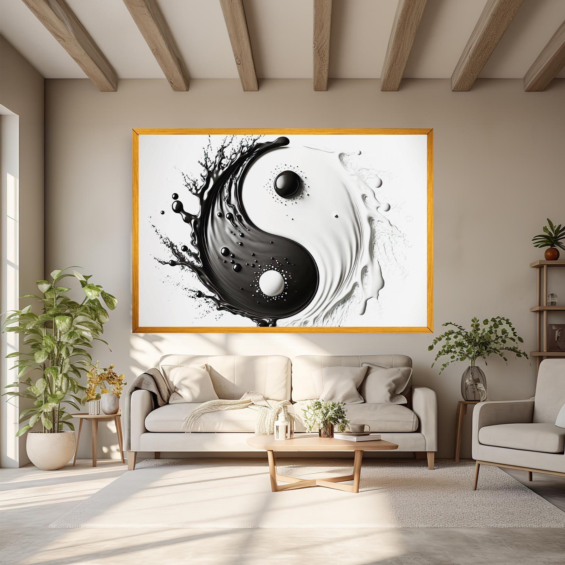 Tablou Canvas Black Liquid Yinyang mockup 6