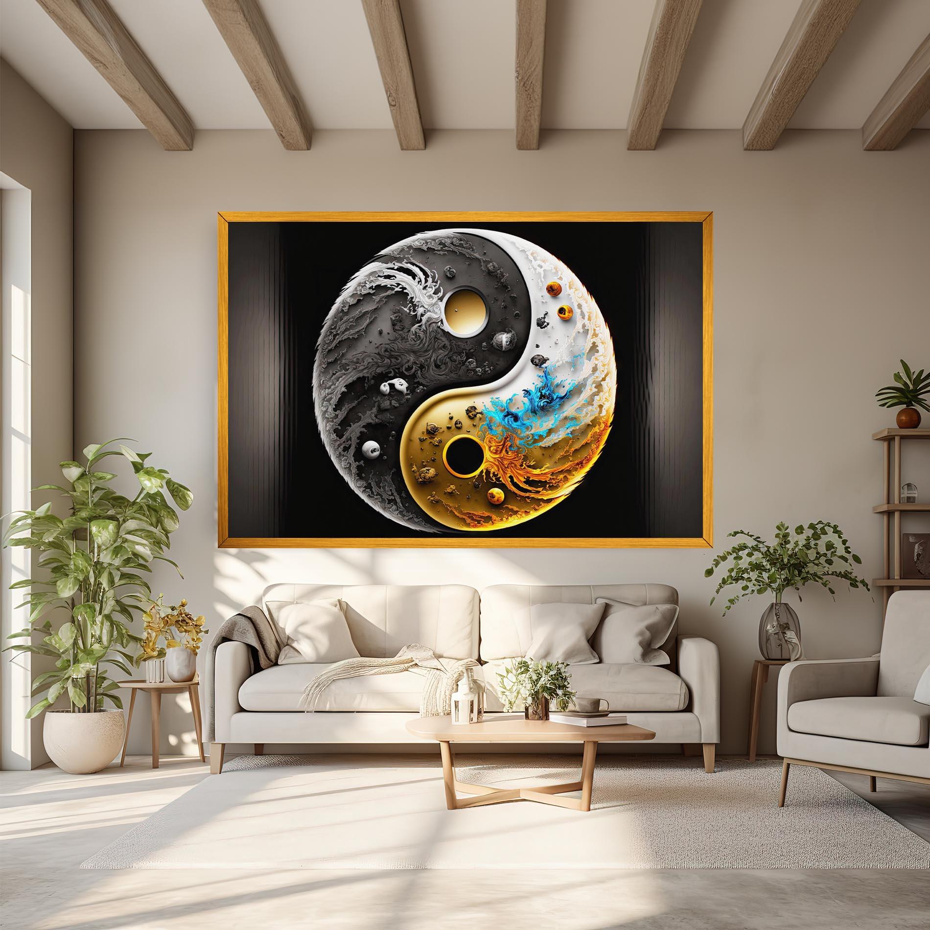 Tablou Canvas Black Yellow Yinyang mockup 6