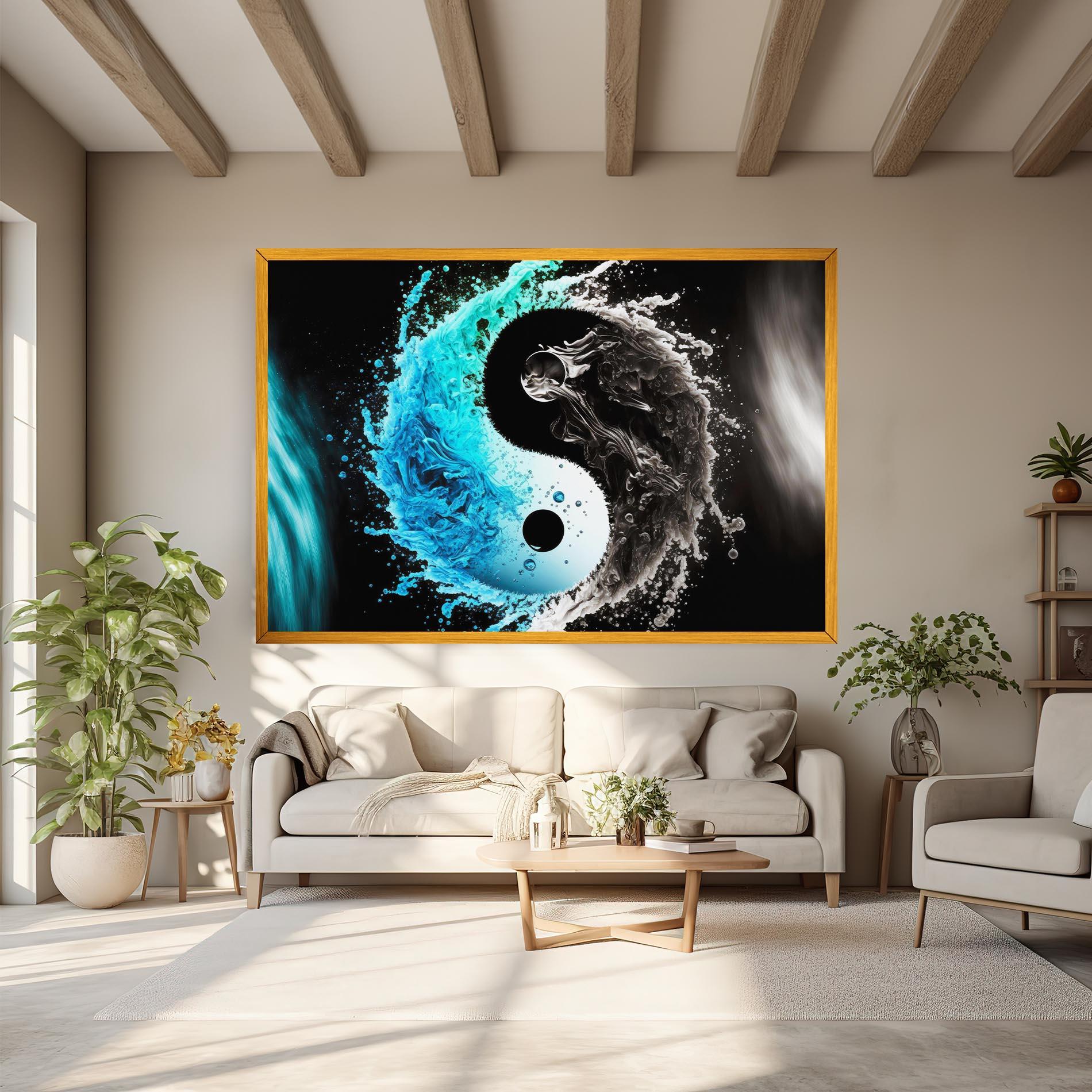 Tablou Canvas Blue Black Yinyang mockup 6