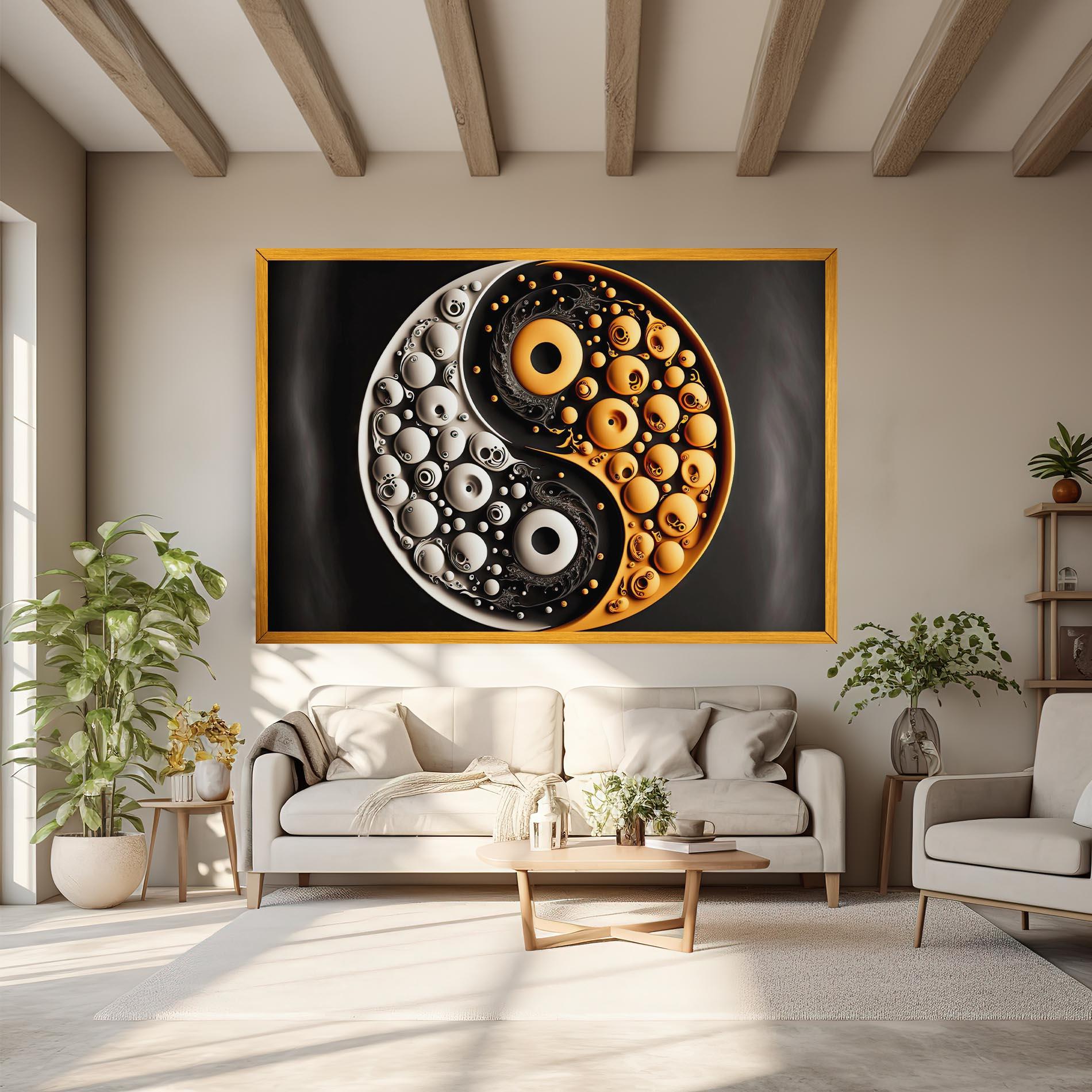 Tablou Canvas Cream Balls Yinyang mockup 6