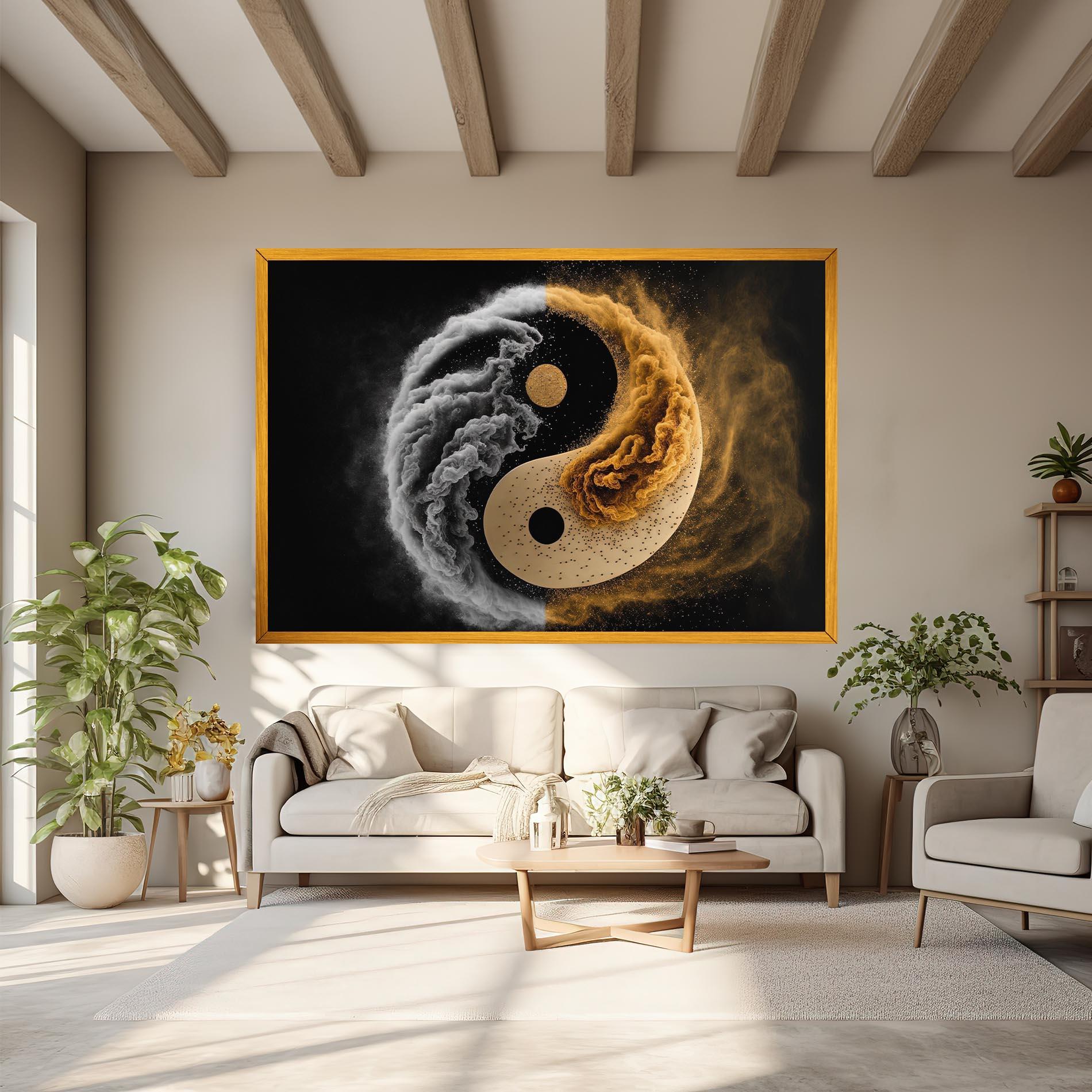 Tablou Canvas Cream Smoke Yinyang mockup 6