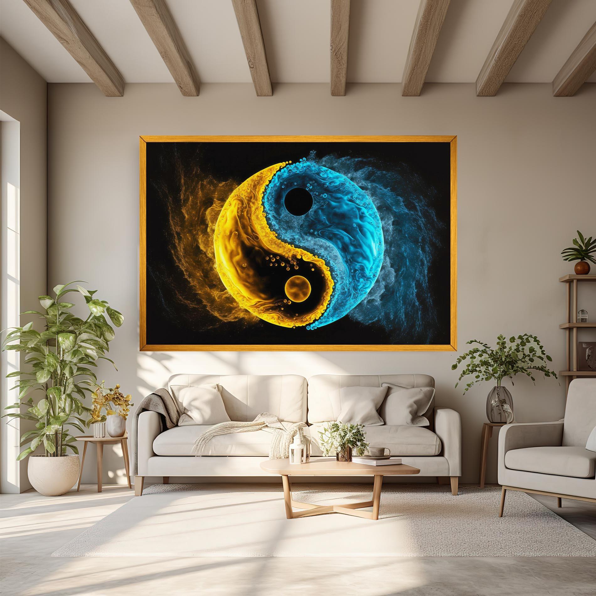 Tablou Canvas Yellow Blue Yinyang mockup 6