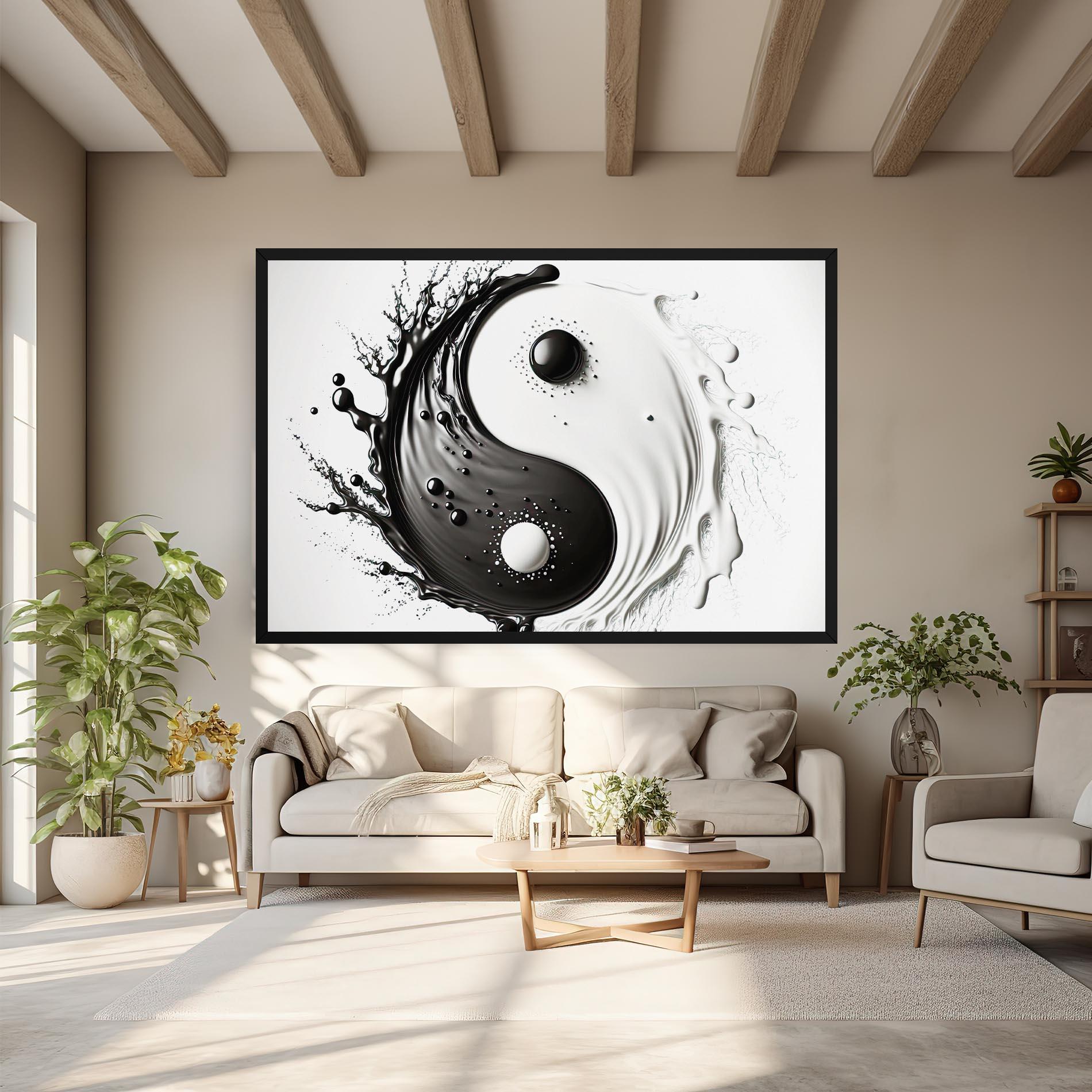 Tablou Canvas Black Liquid Yinyang mockup 6