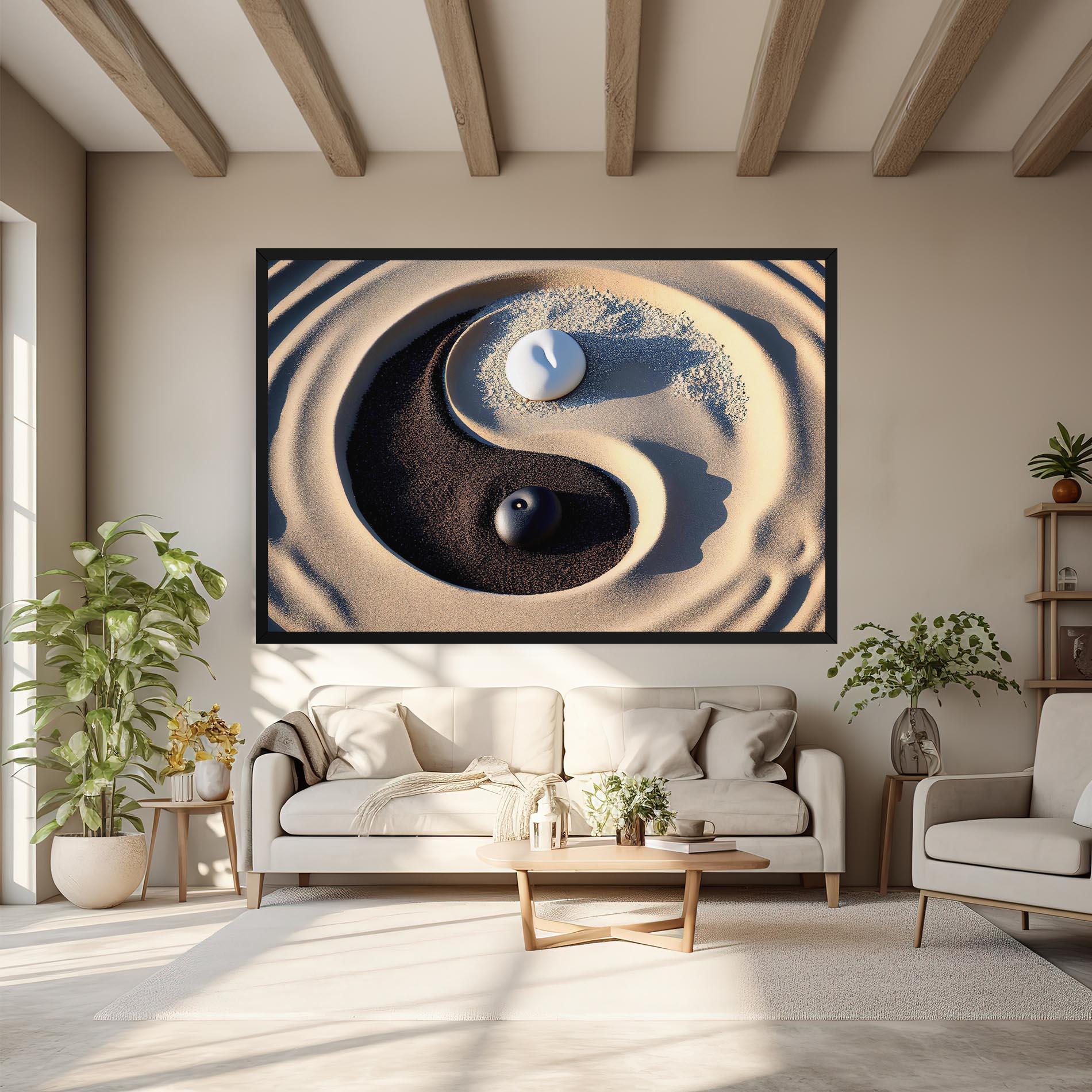 Tablou Canvas Black Sand Yinyang mockup 6