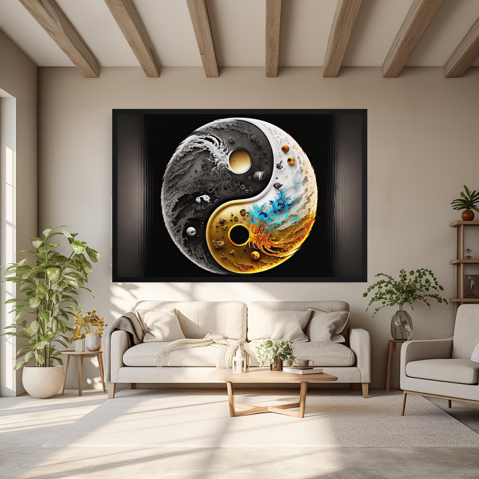 Tablou Canvas Black Yellow Yinyang mockup 6