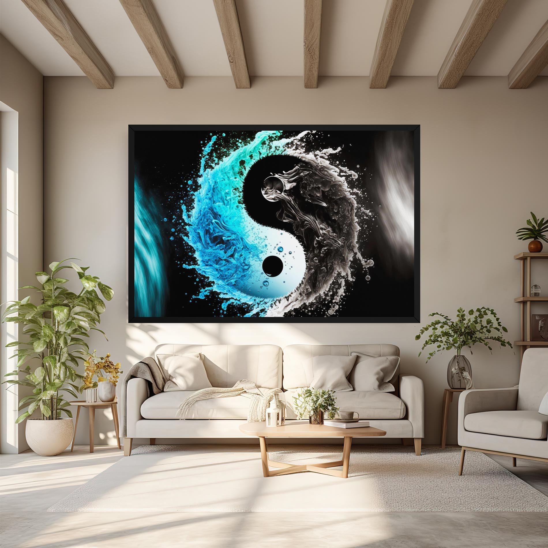 Tablou Canvas Blue Black Yinyang mockup 6