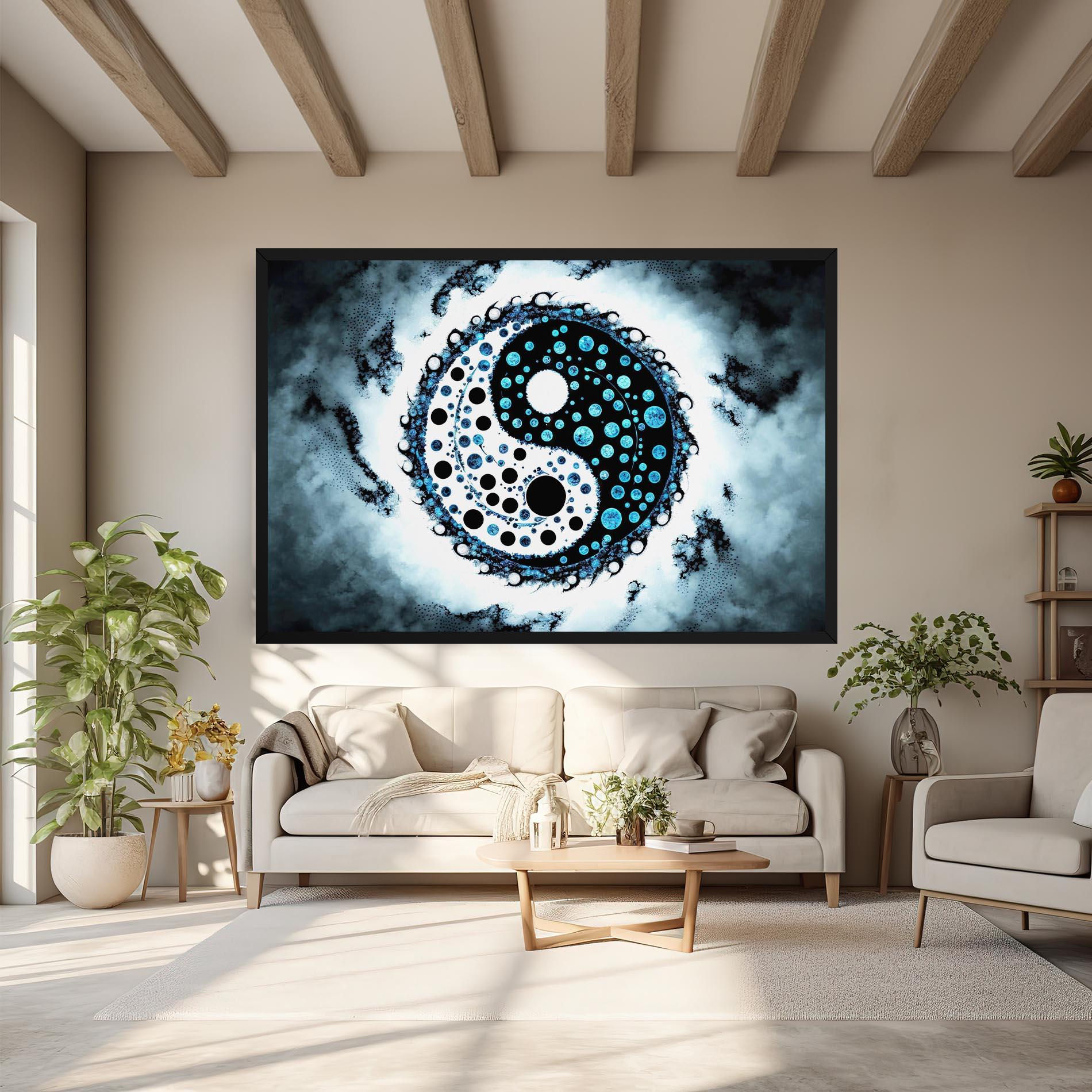 Tablou Canvas Blue White Yinyang mockup 6