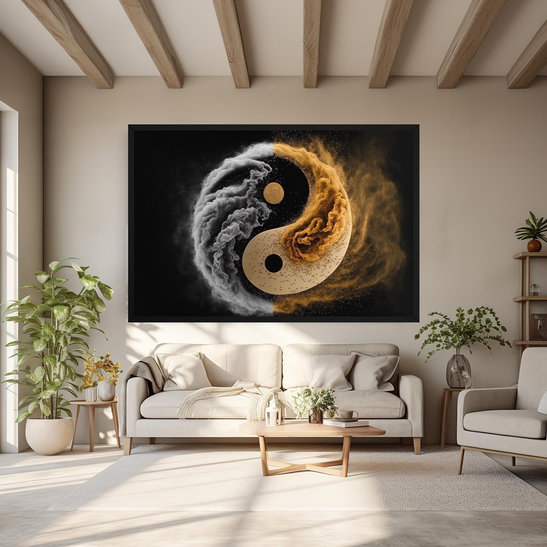 Tablou Canvas Cream Smoke Yinyang mockup 6