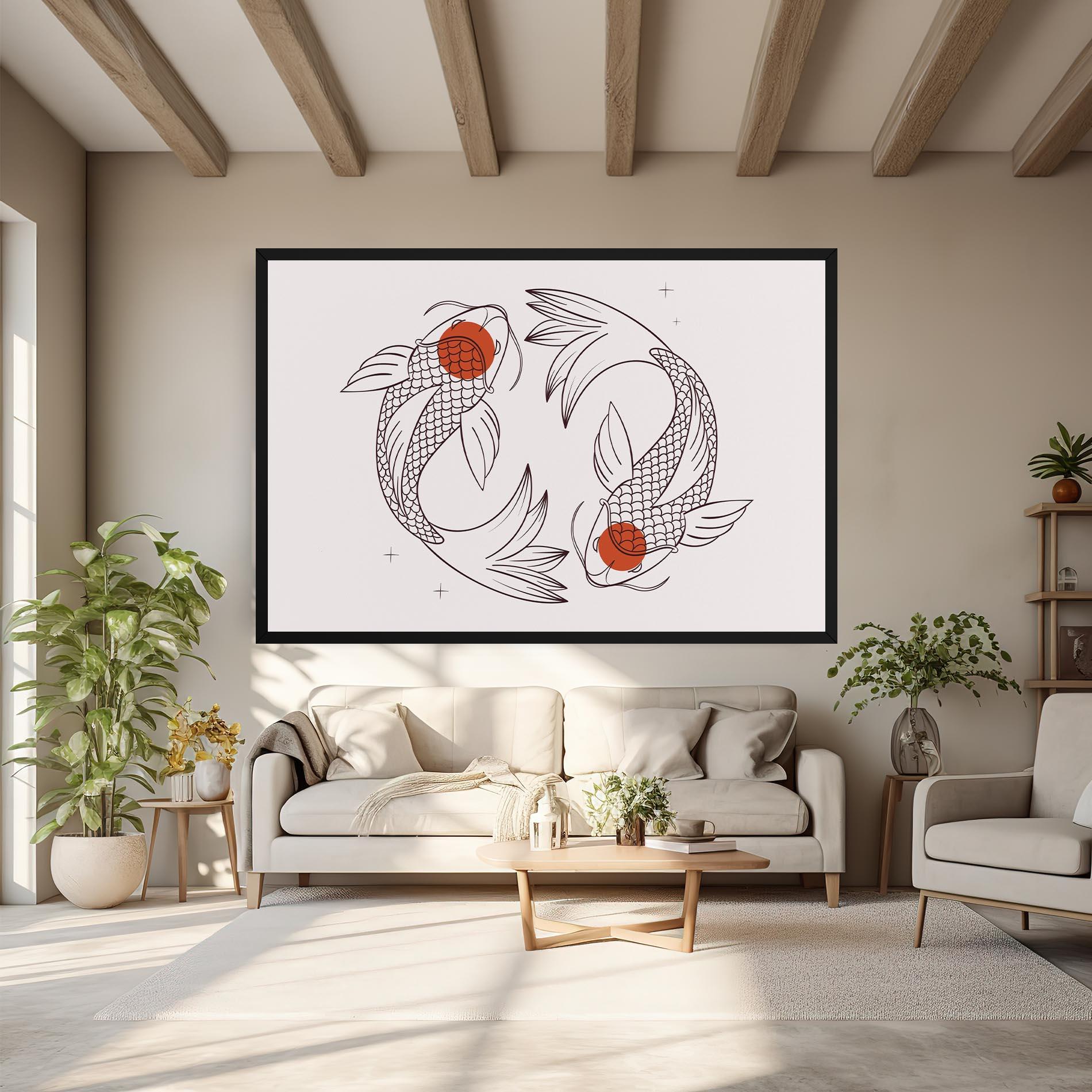 Tablou Canvas Koi Yinyang Art mockup 6