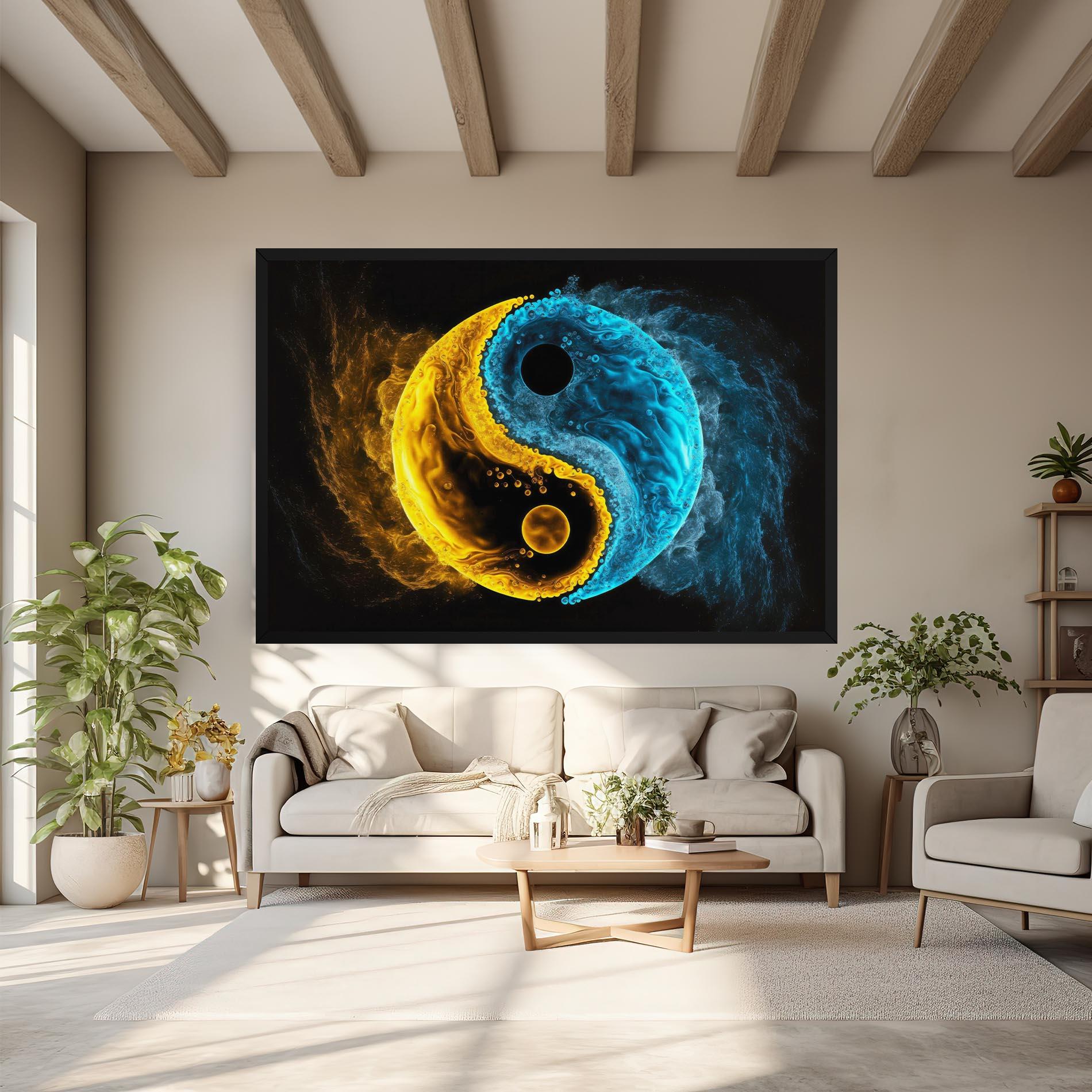 Tablou Canvas Yellow Blue Yinyang mockup 6
