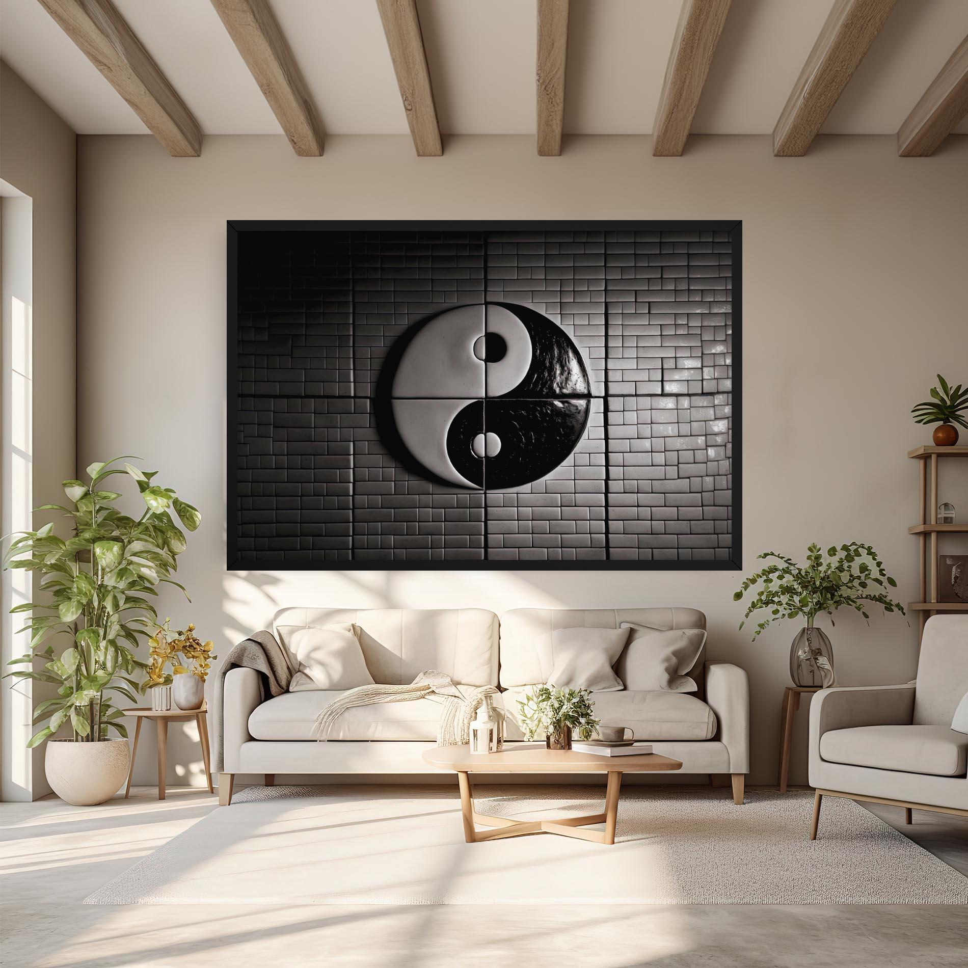 Tablou Canvas Yinyang Tiles Wall mockup 6