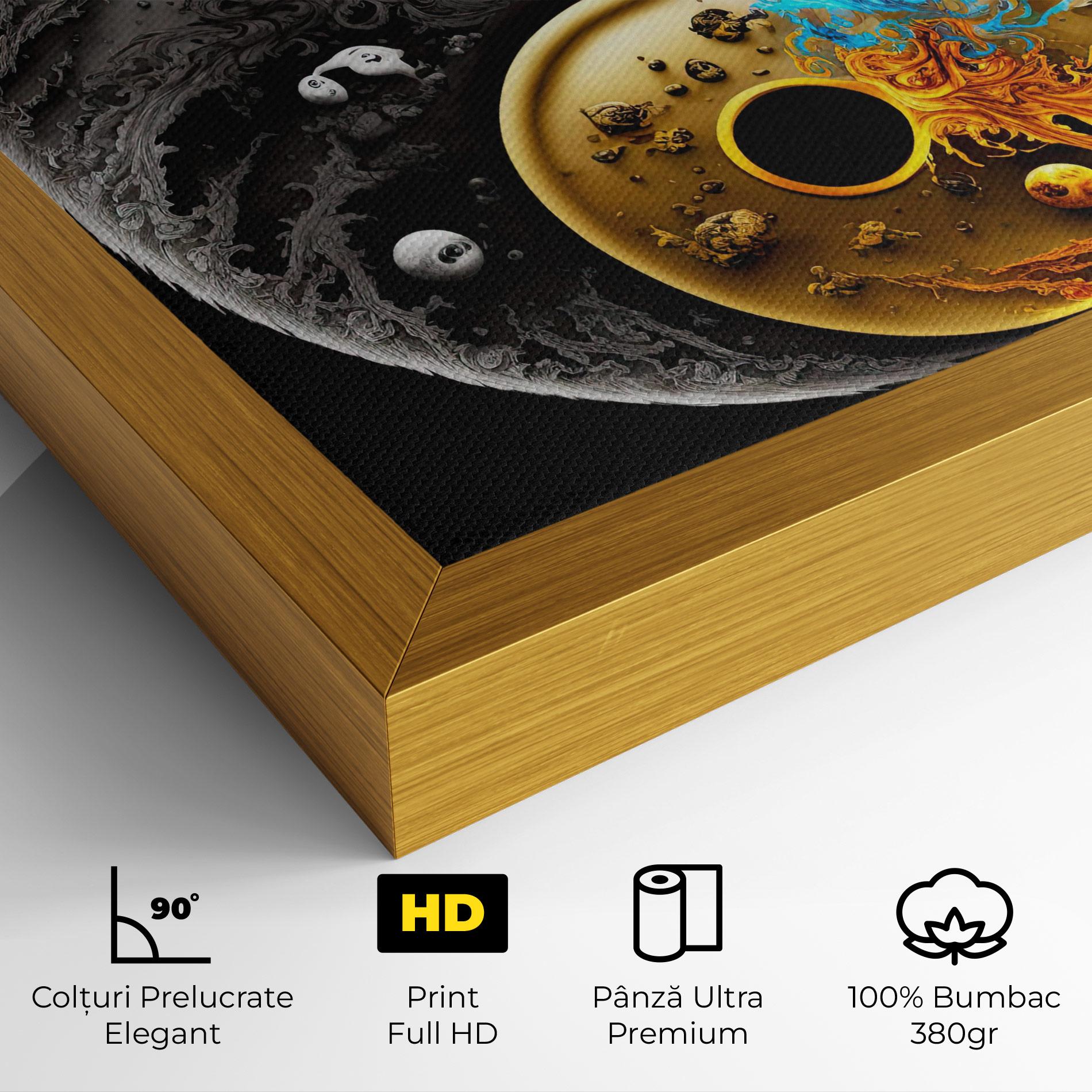 Tablou Canvas Black Yellow Yinyang mockup 4