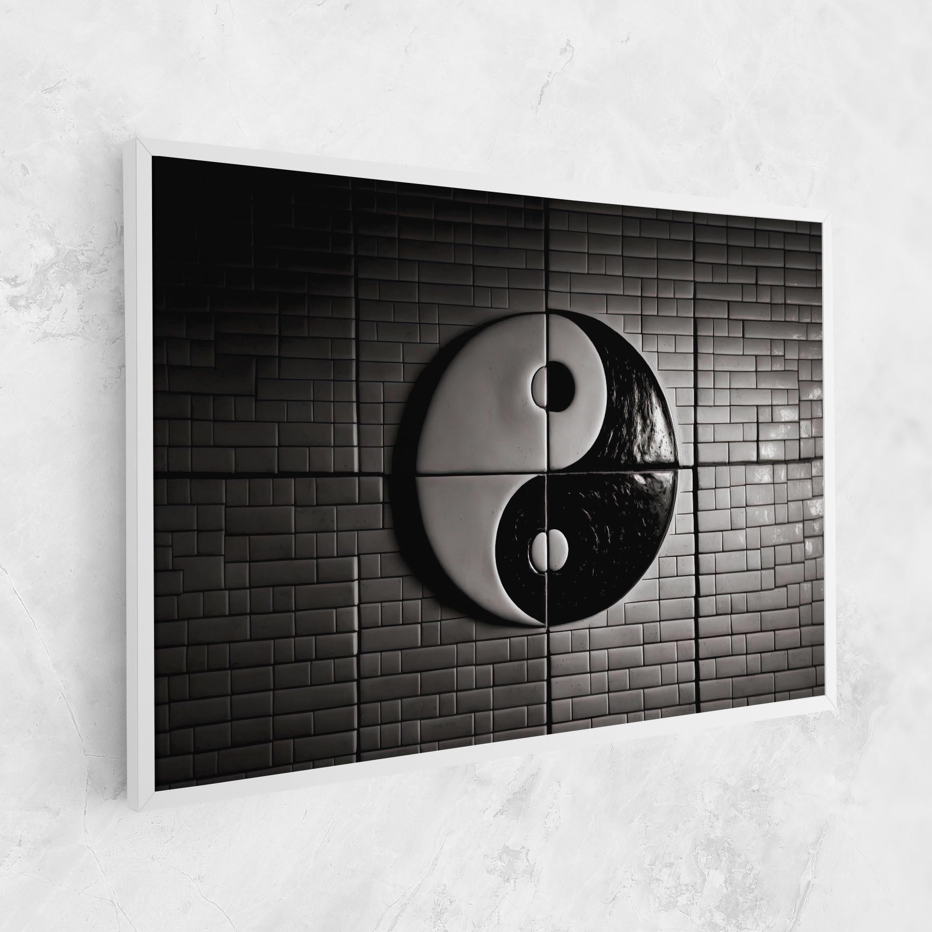 Tablou Canvas Yinyang Tiles Wall mockup 1