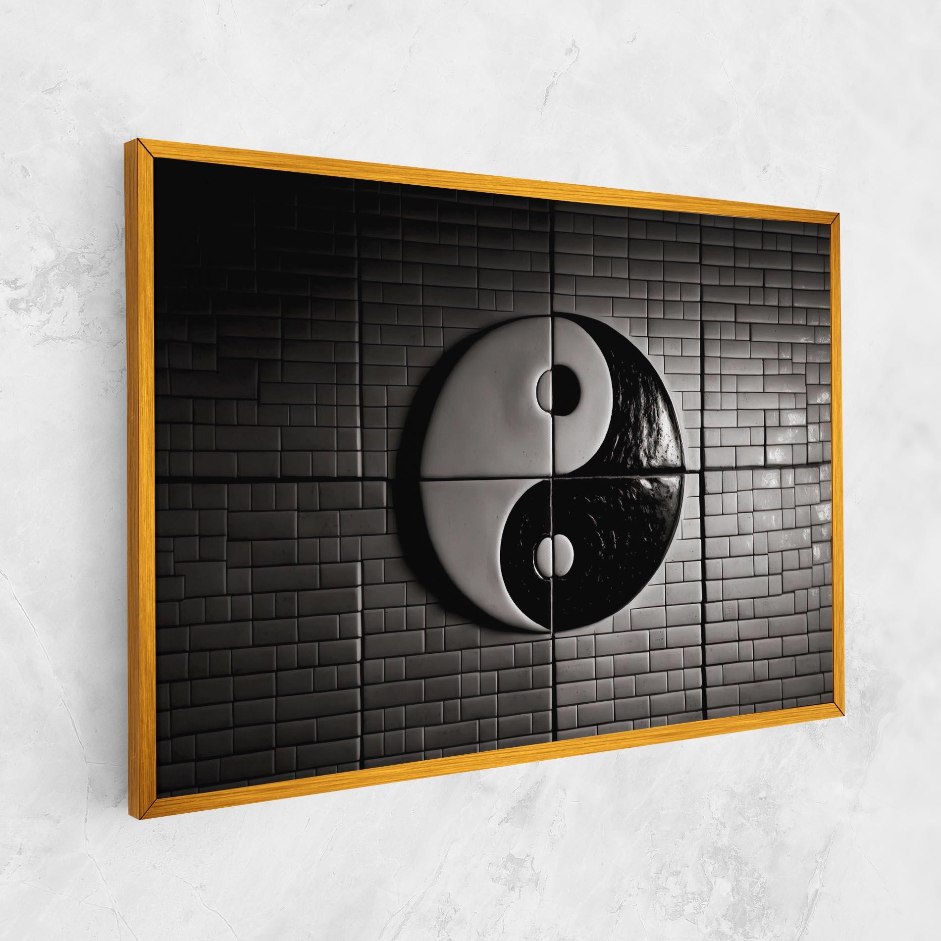 Tablou Canvas Yinyang Tiles Wall mockup 1