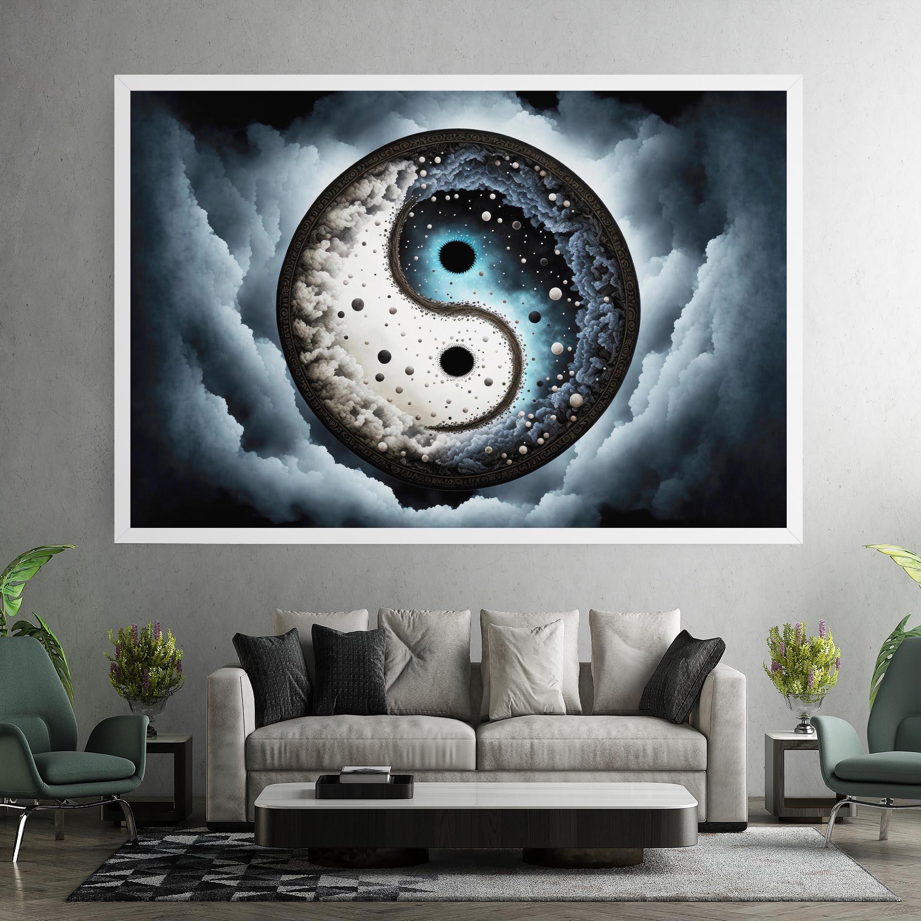 Tablou Canvas Black Blue Yinyang mockup 7