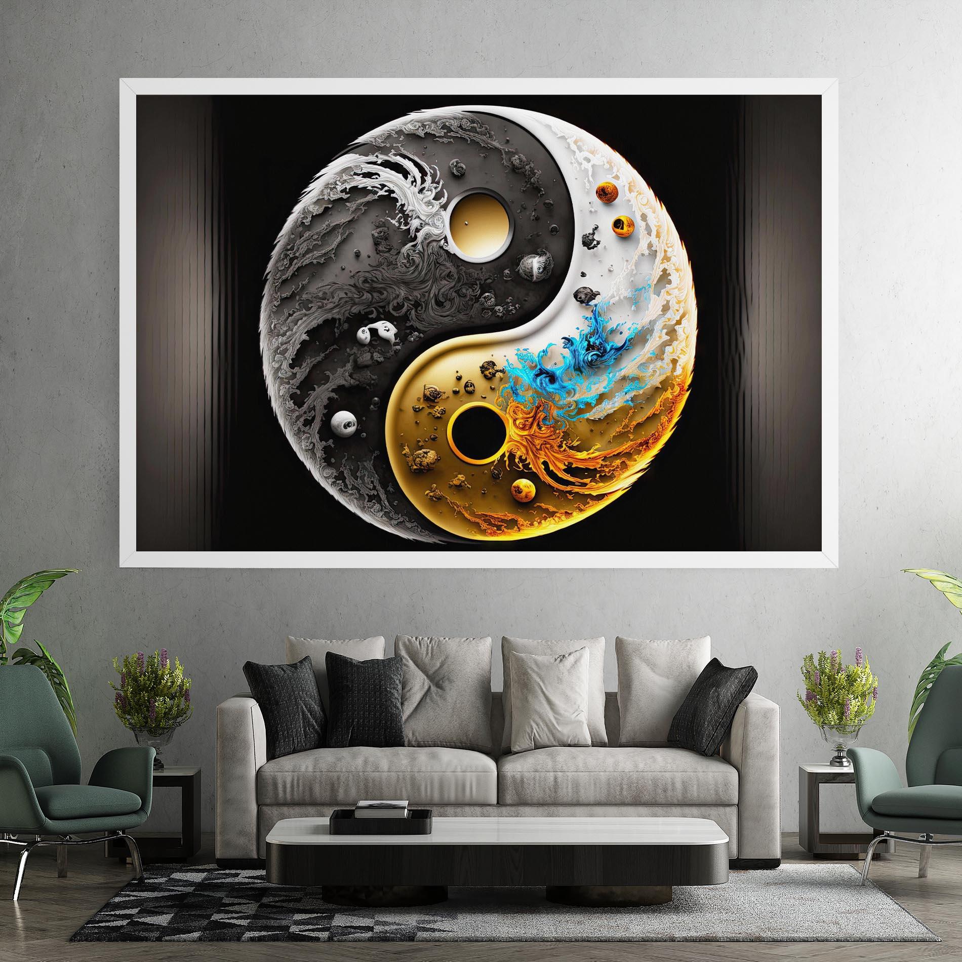 Tablou Canvas Black Yellow Yinyang mockup 7