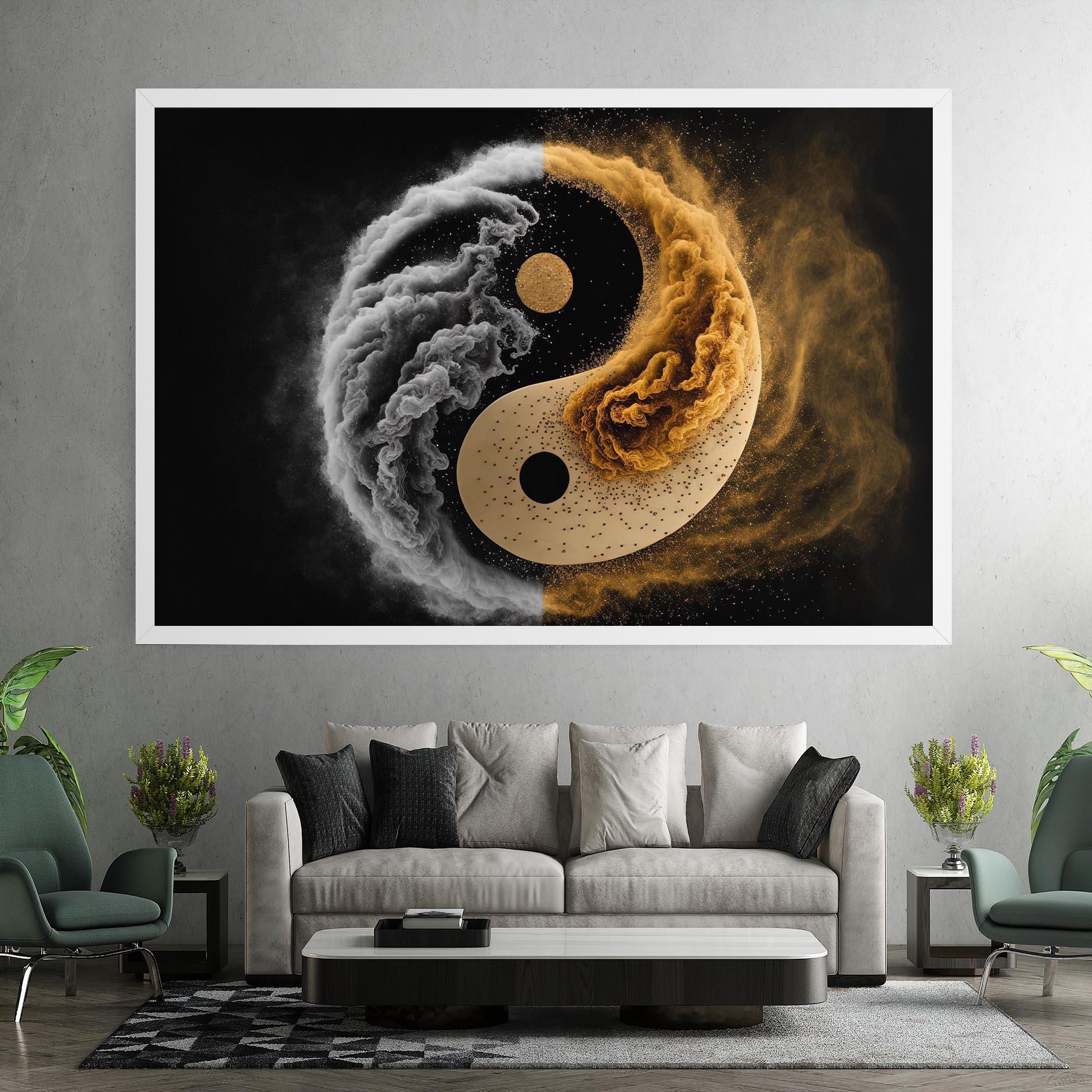 Tablou Canvas Cream Smoke Yinyang mockup 7