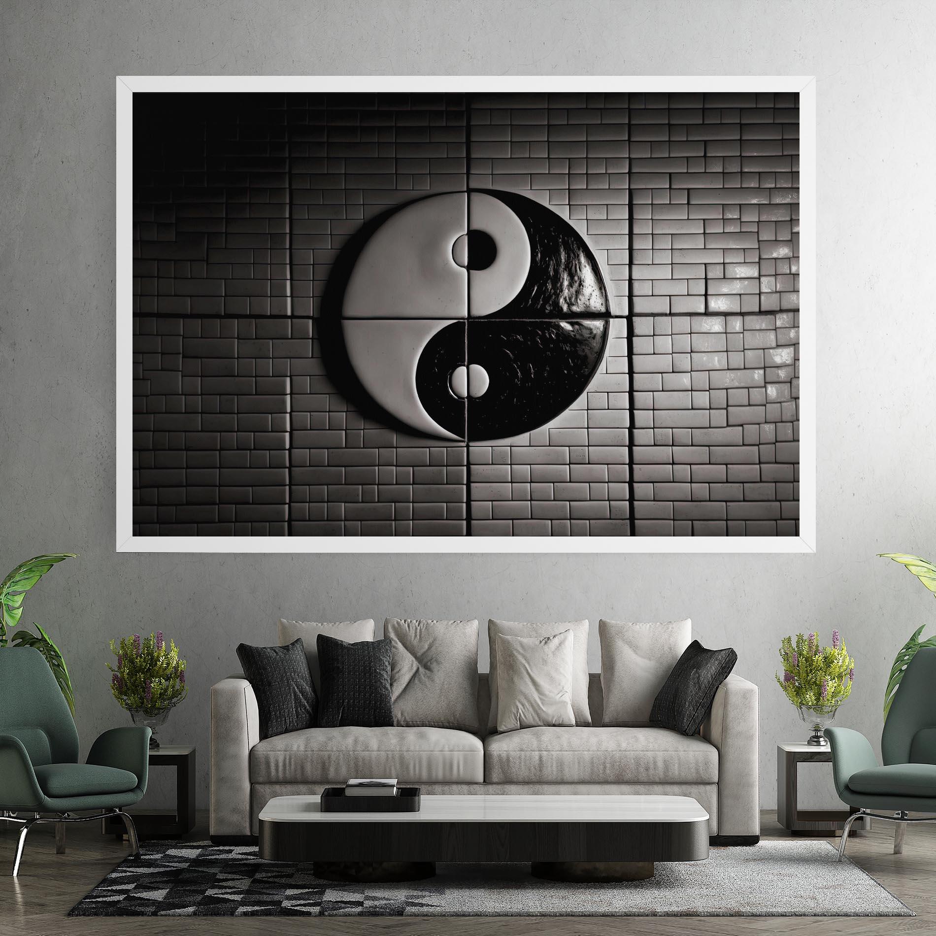 Tablou Canvas Yinyang Tiles Wall mockup 7