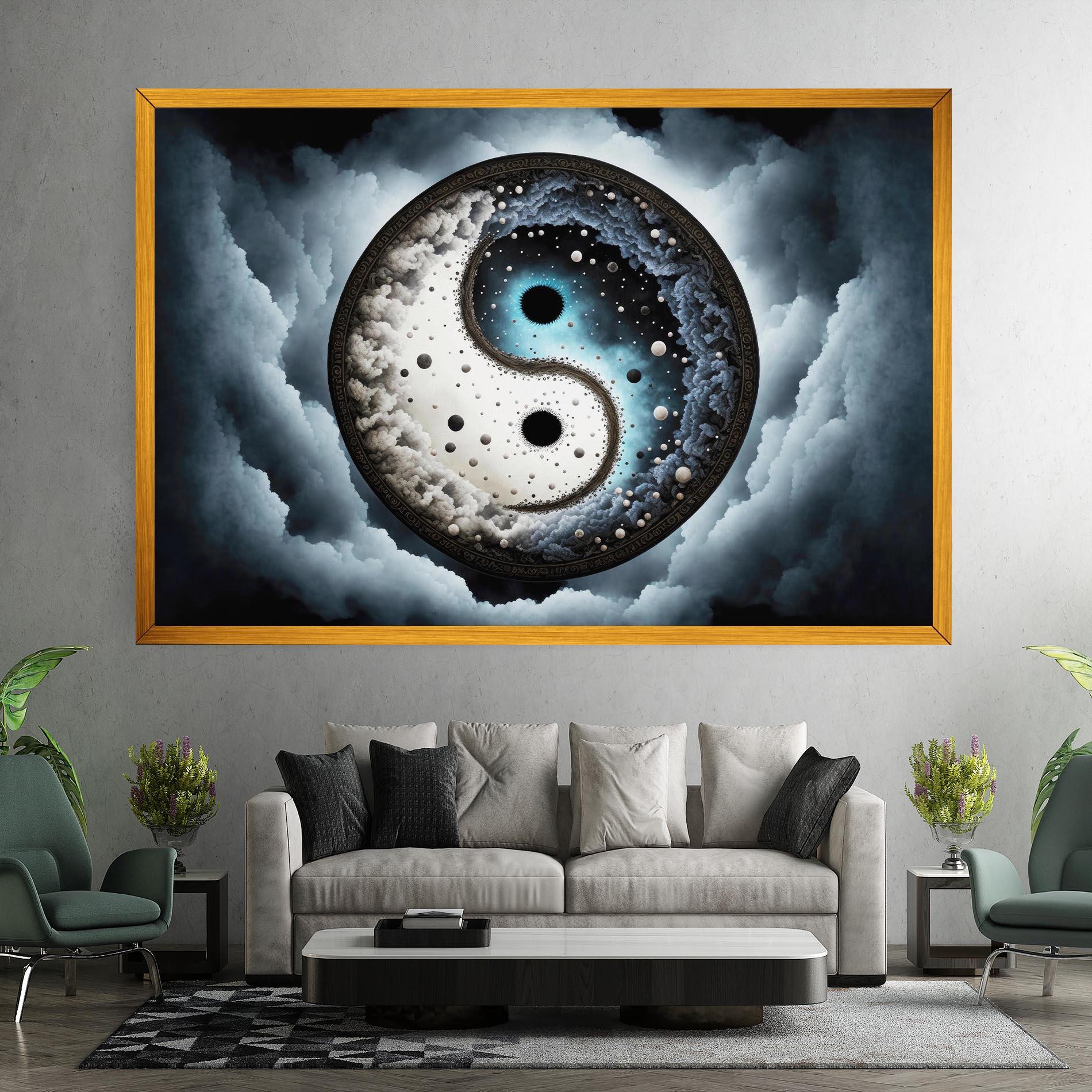Tablou Canvas Black Blue Yinyang mockup 7