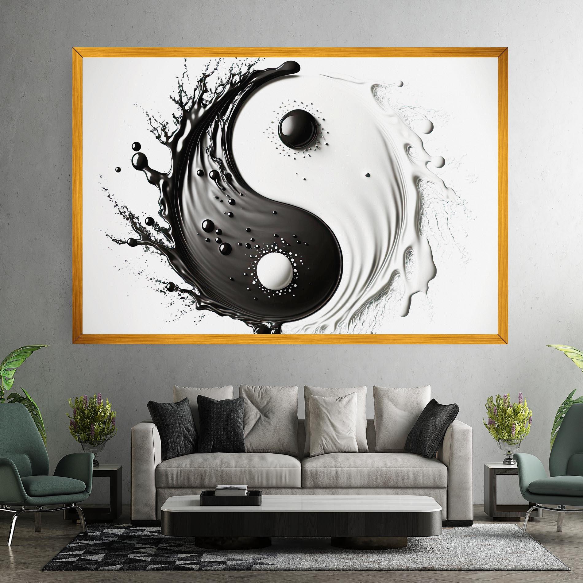 Tablou Canvas Black Liquid Yinyang mockup 7