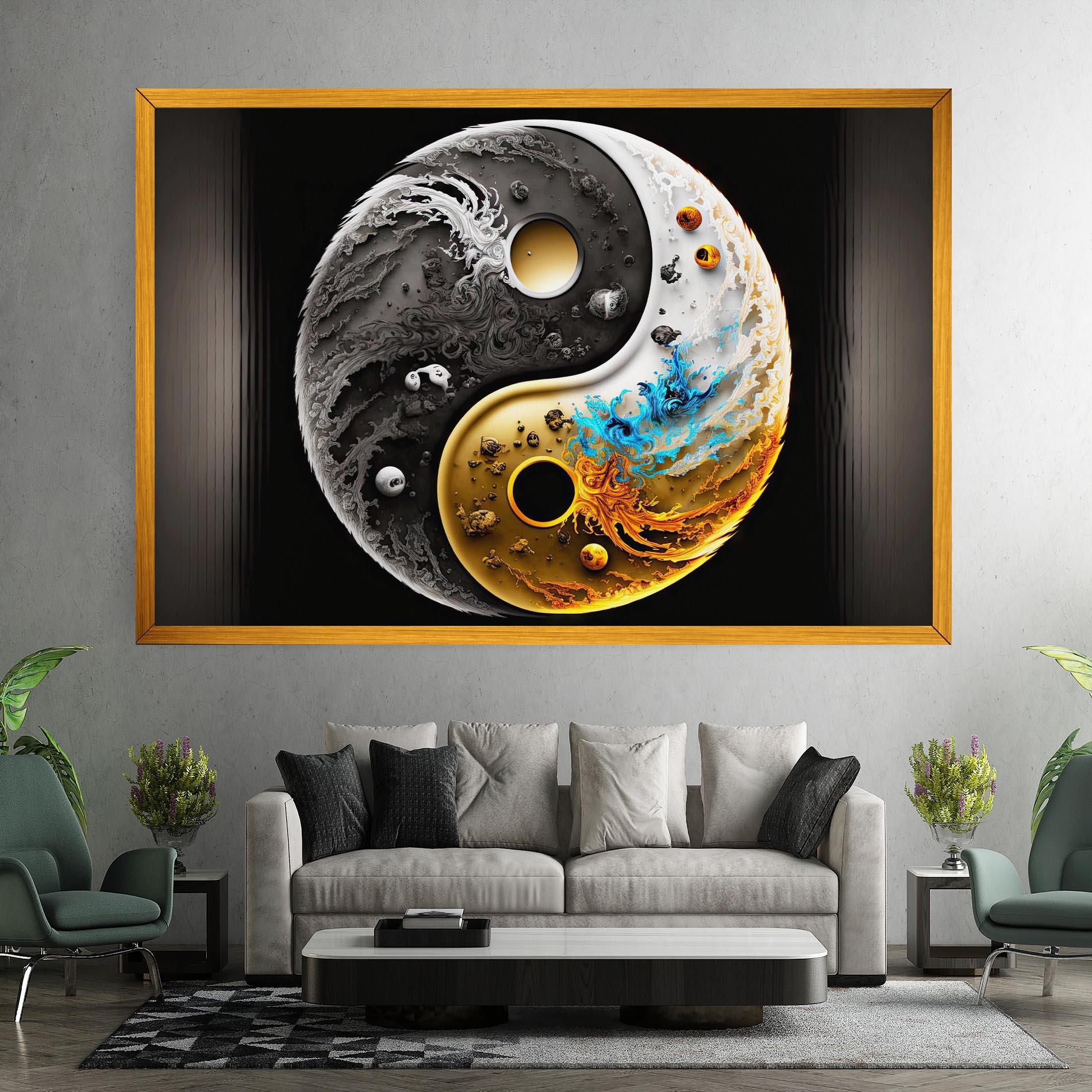Tablou Canvas Black Yellow Yinyang mockup 7