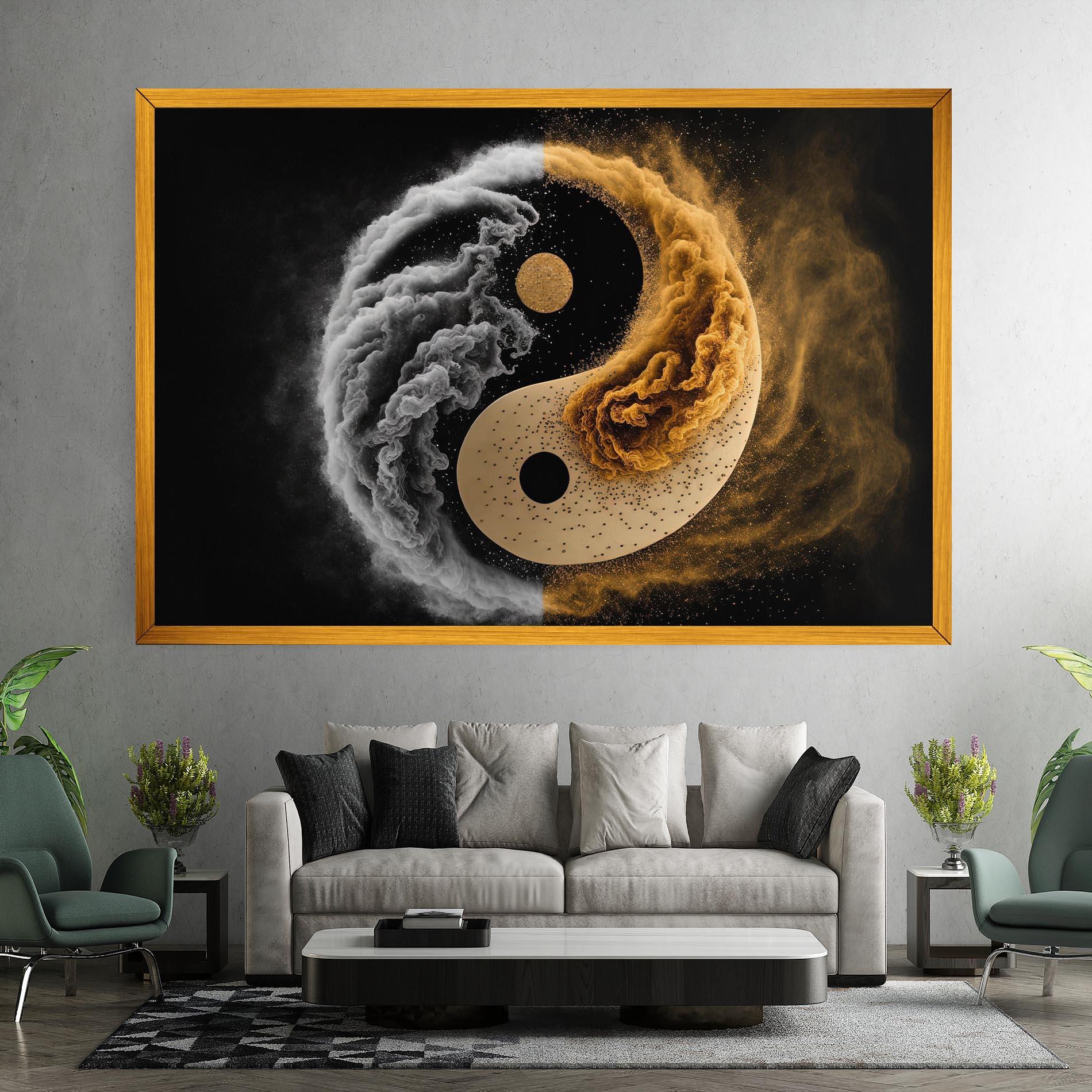Tablou Canvas Cream Smoke Yinyang mockup 7