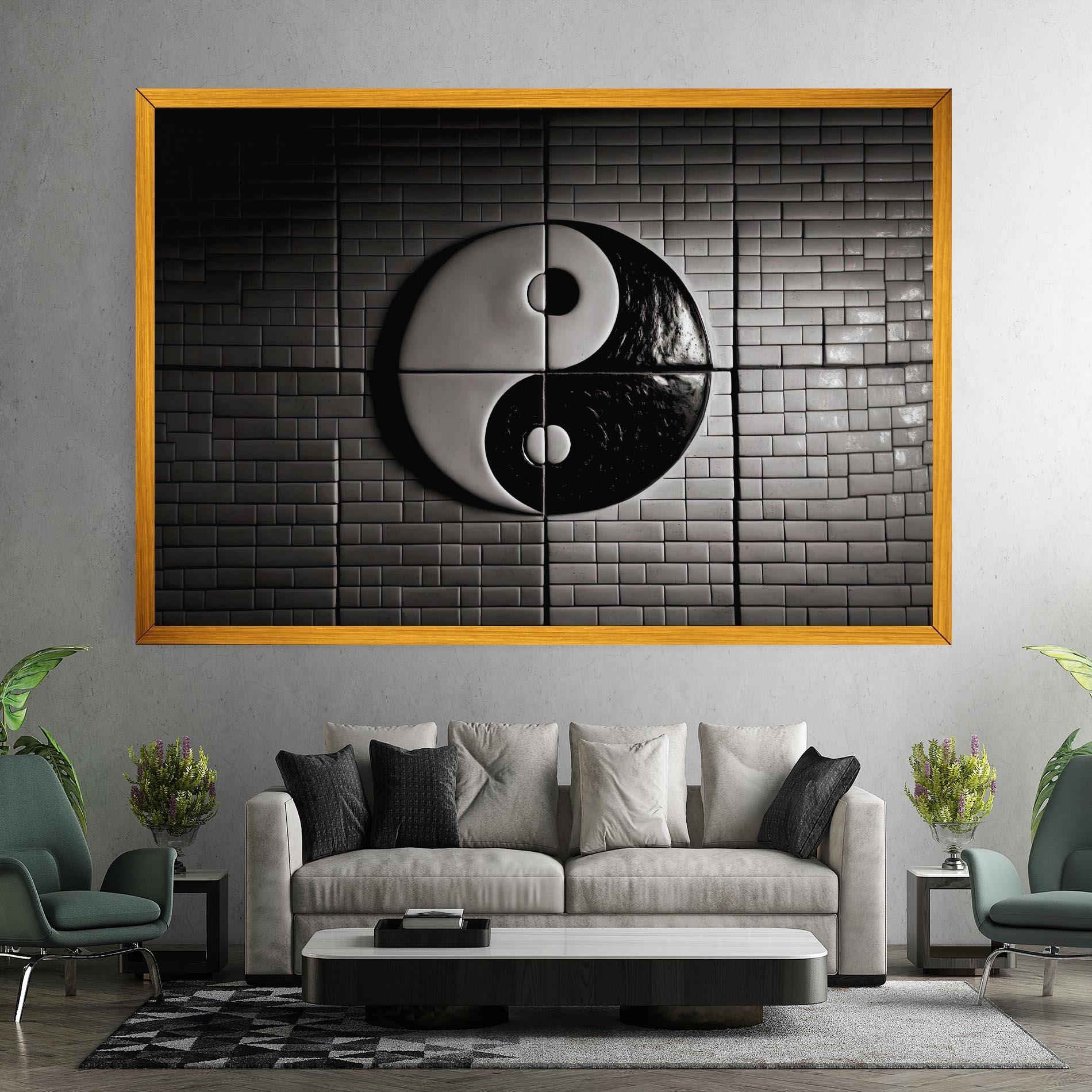 Tablou Canvas Yinyang Tiles Wall mockup 7